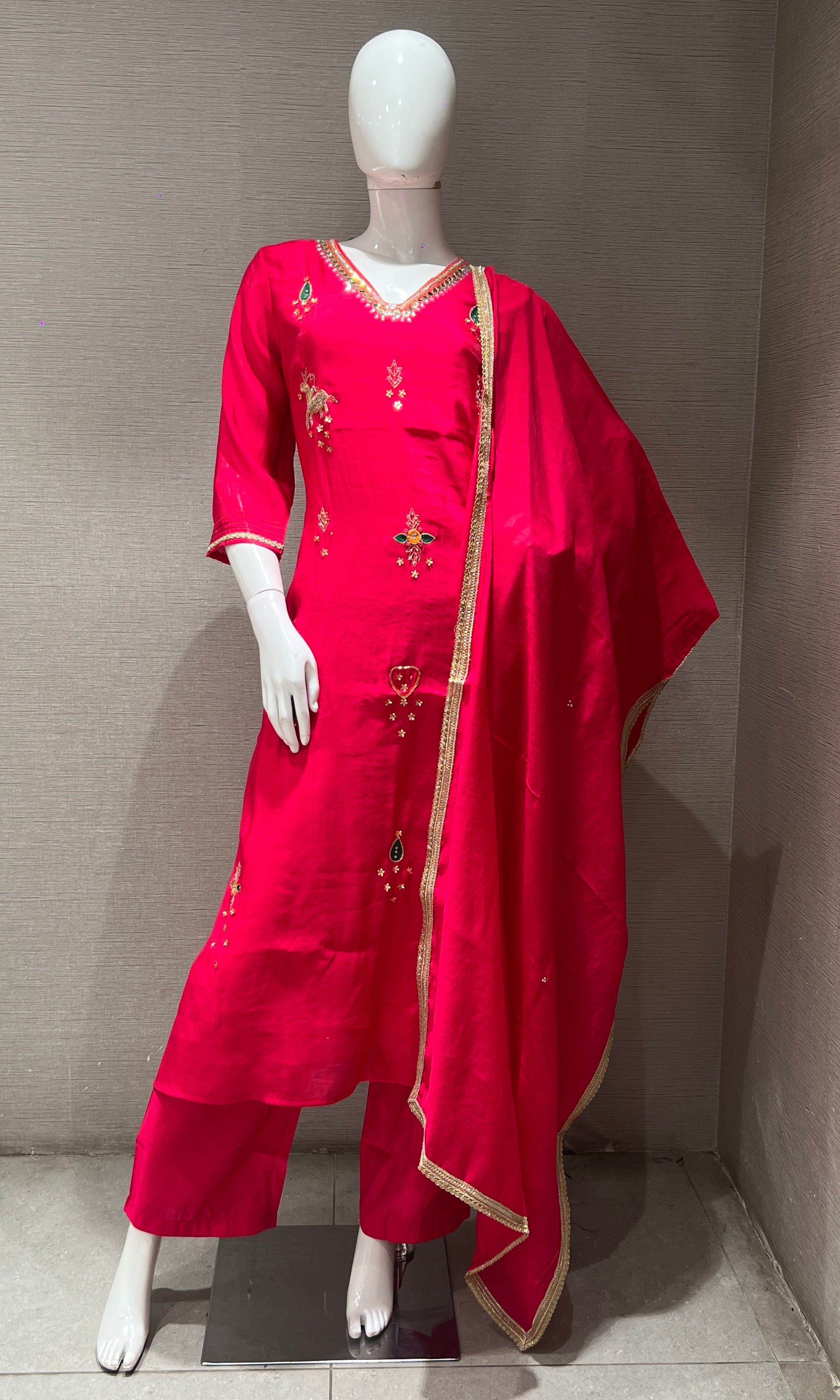 Rani pink kurta set