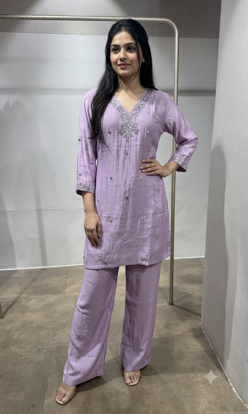 Light Purple Ethnic Tunic Cord Set