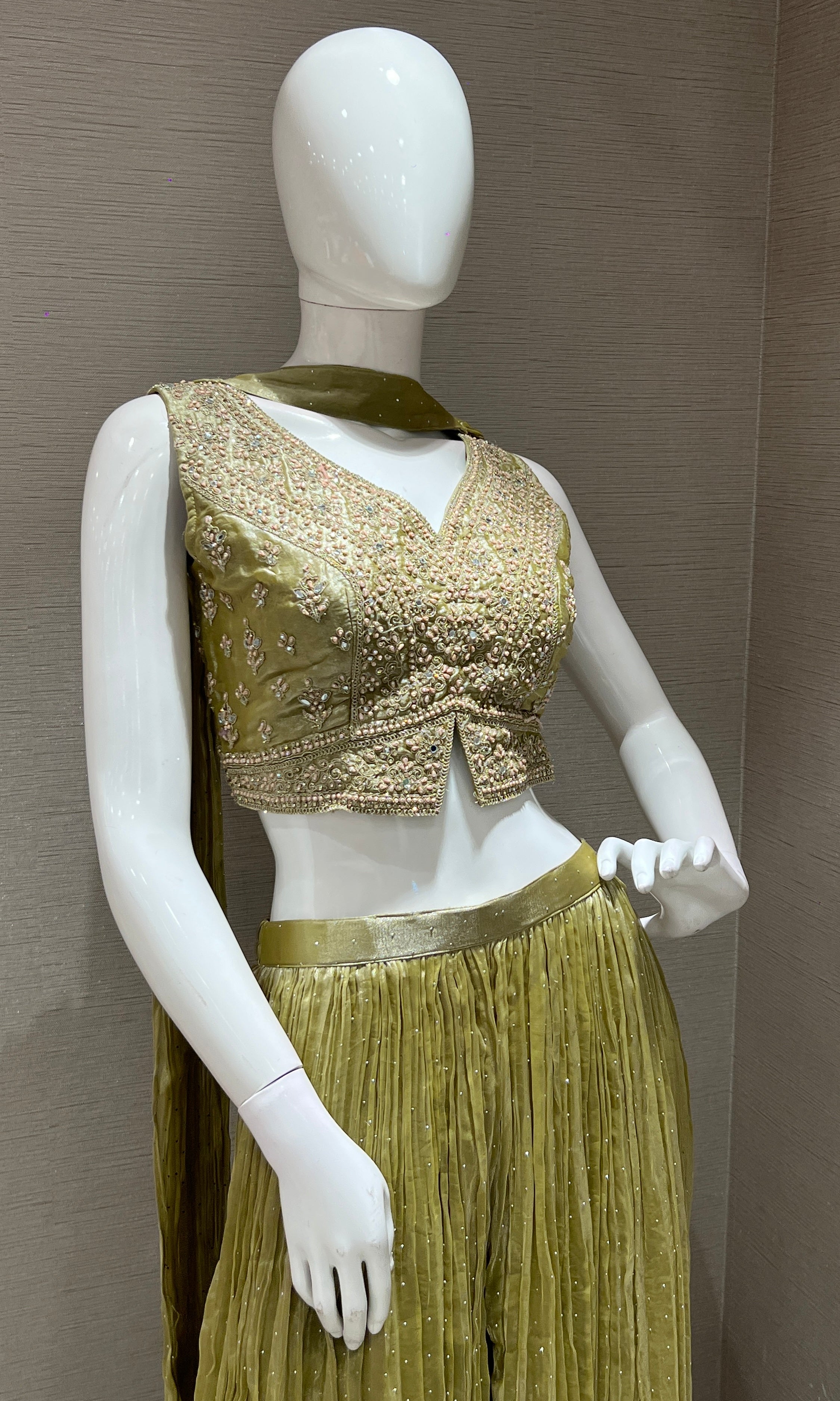 Green EMBROIDERED palazzo SET