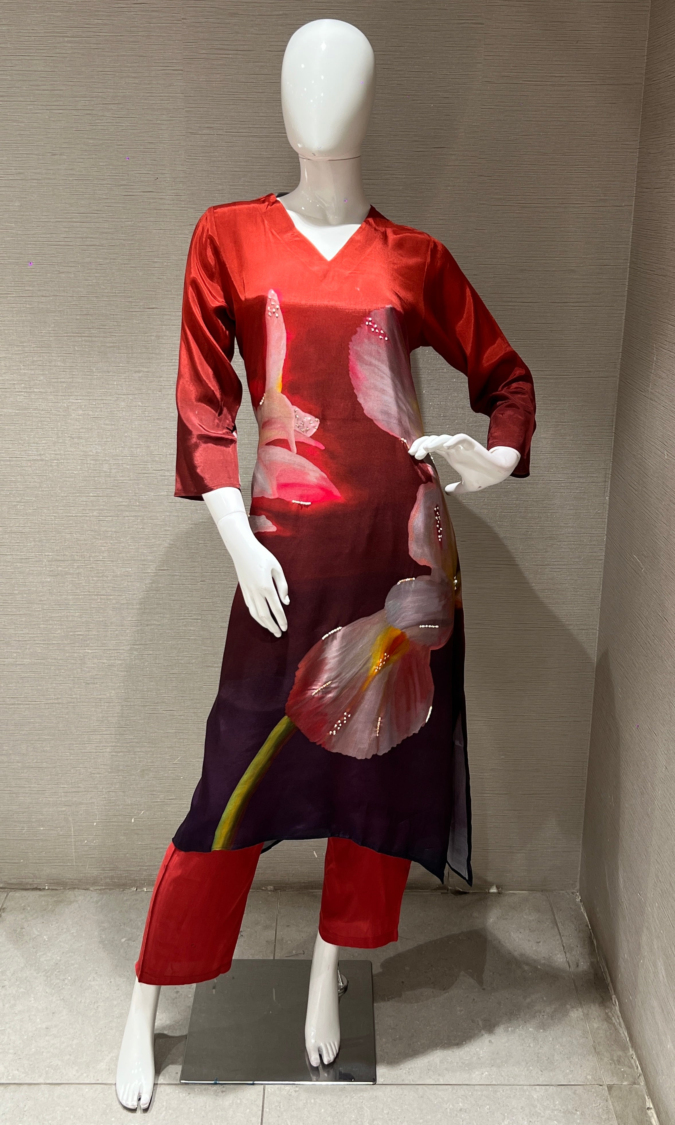 Rust Floral Print Cord Set