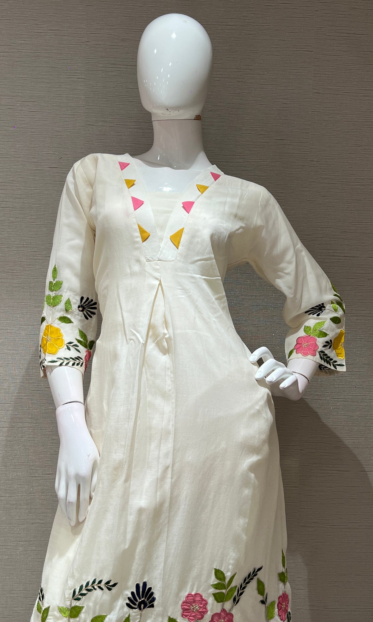 Half white FLORAL kurta set