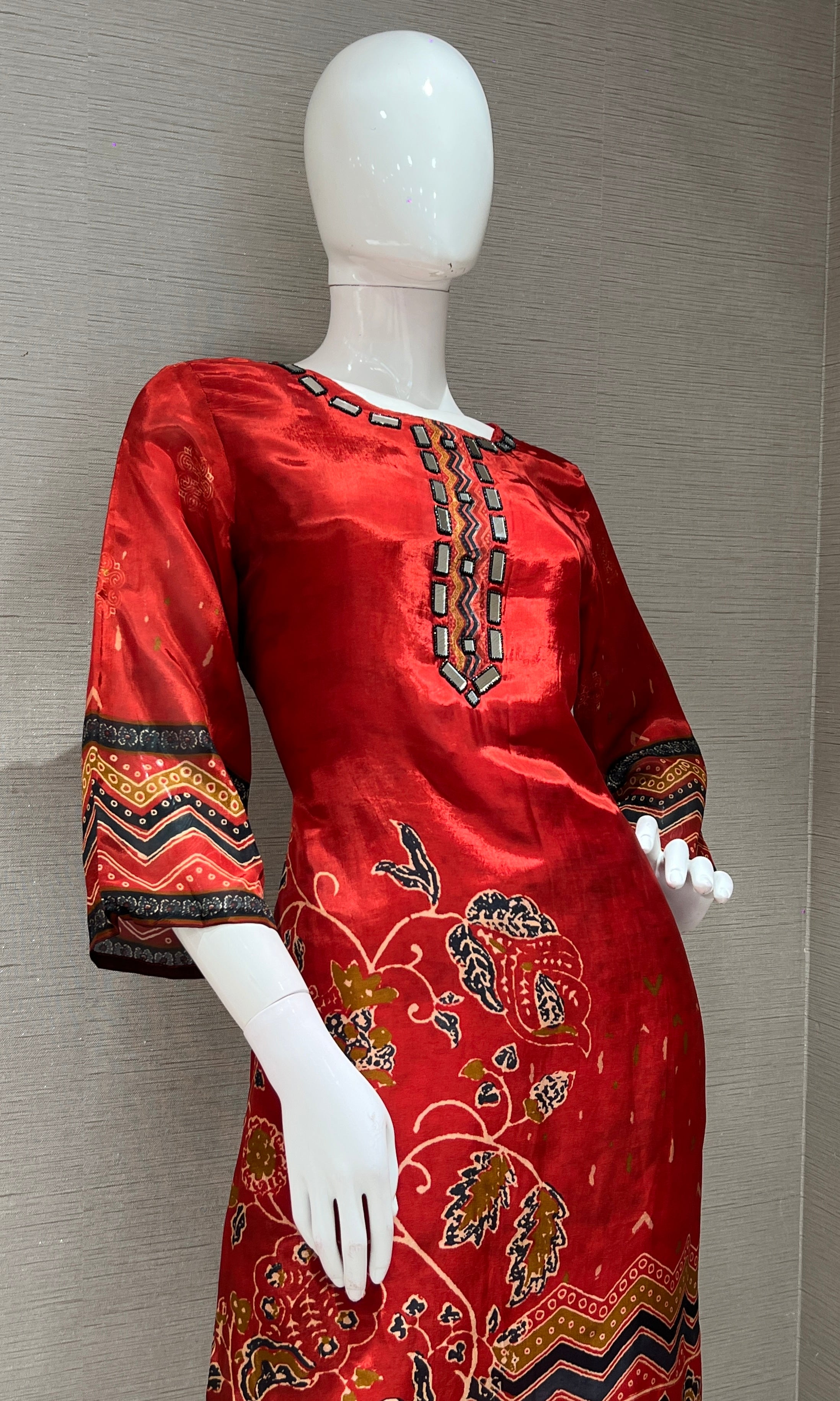 Maroon embroidered ethnic KURTA SET