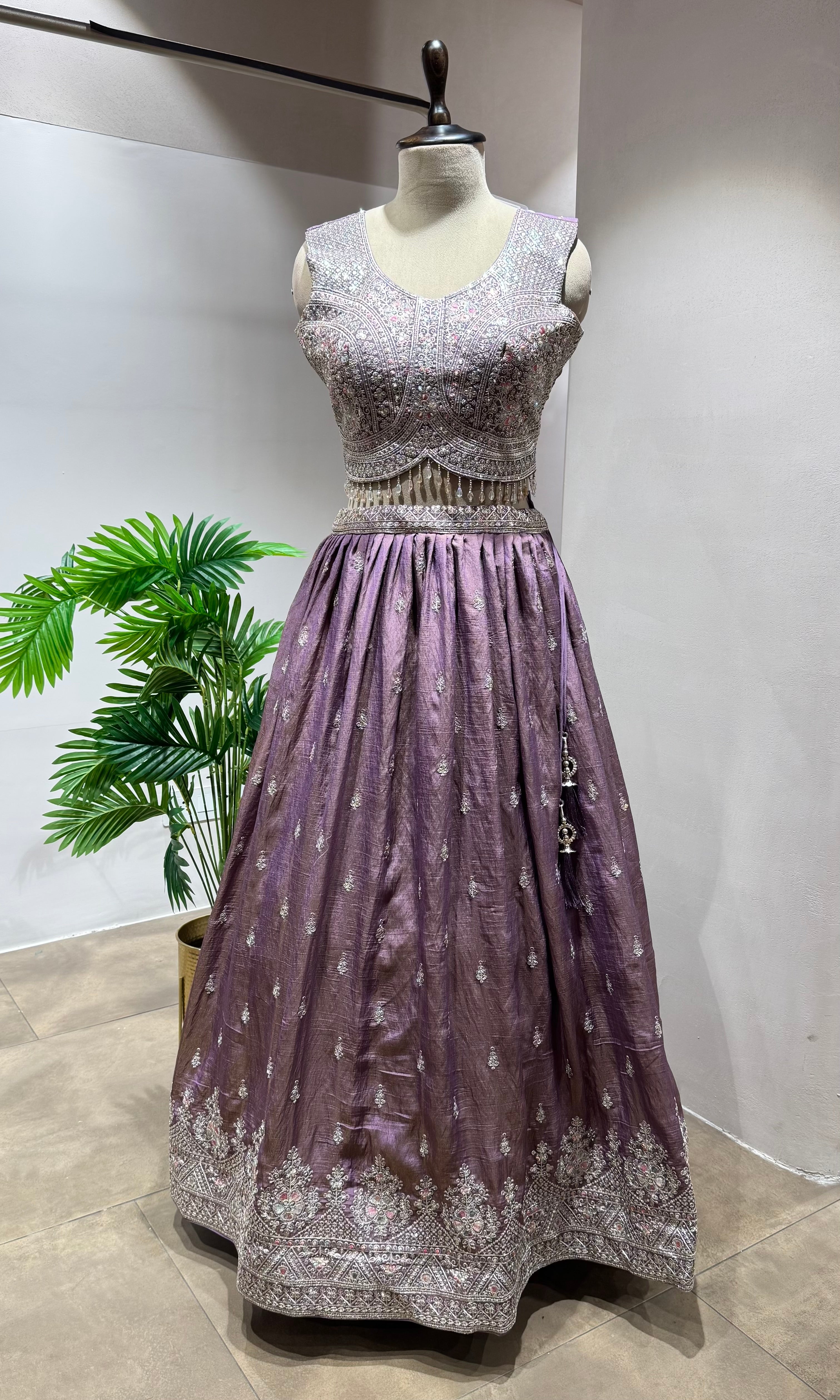 LIGHT PURPLE Lehenga with Zari Embroidery