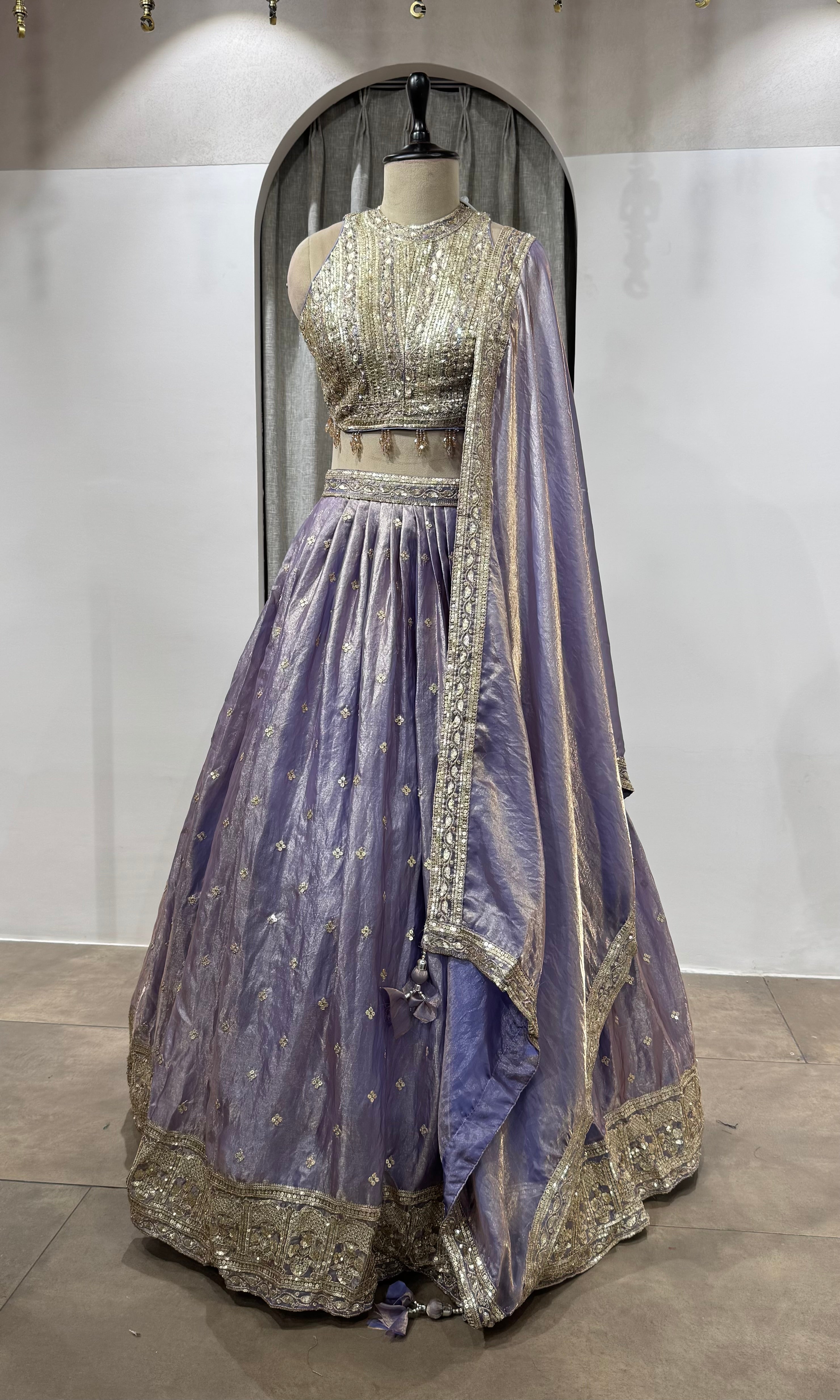 Lavender Zari Tissue Lehenga Set