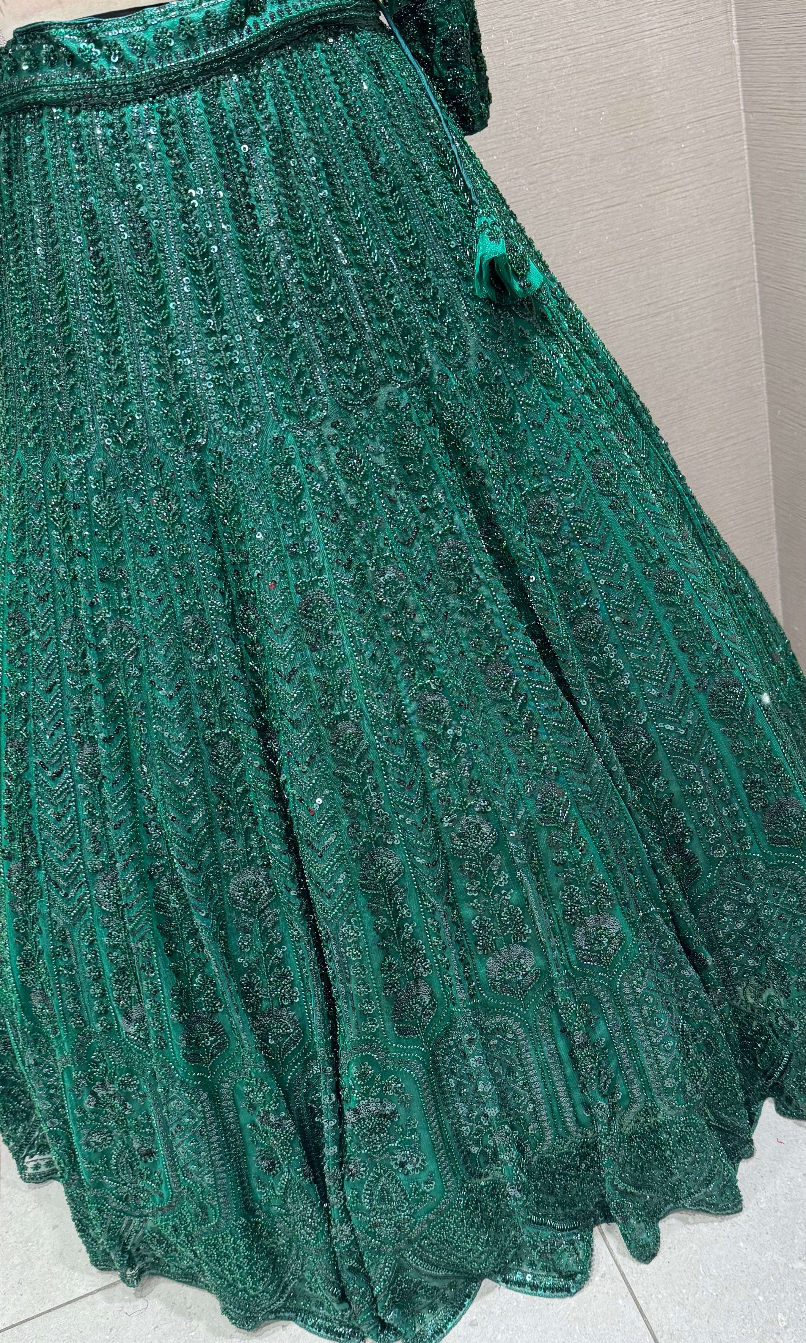 Dark Green Embellished Lehenga Choli Set