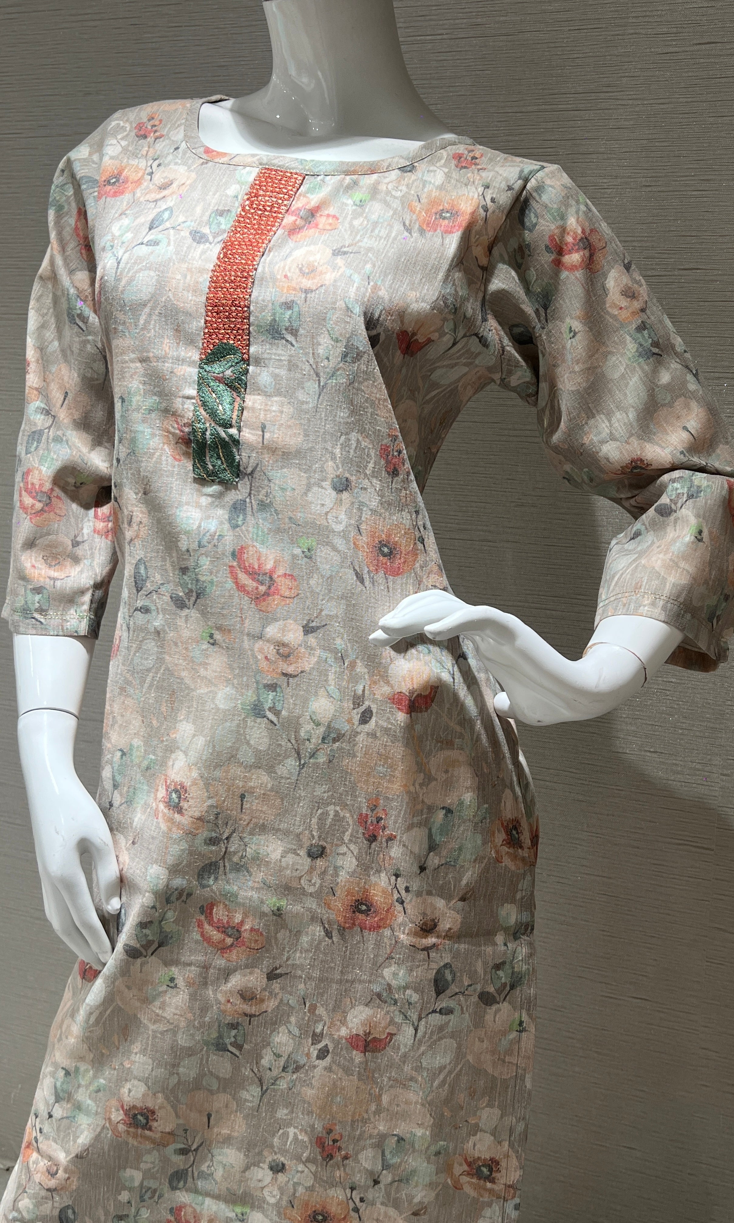 grey floral printed kurti top