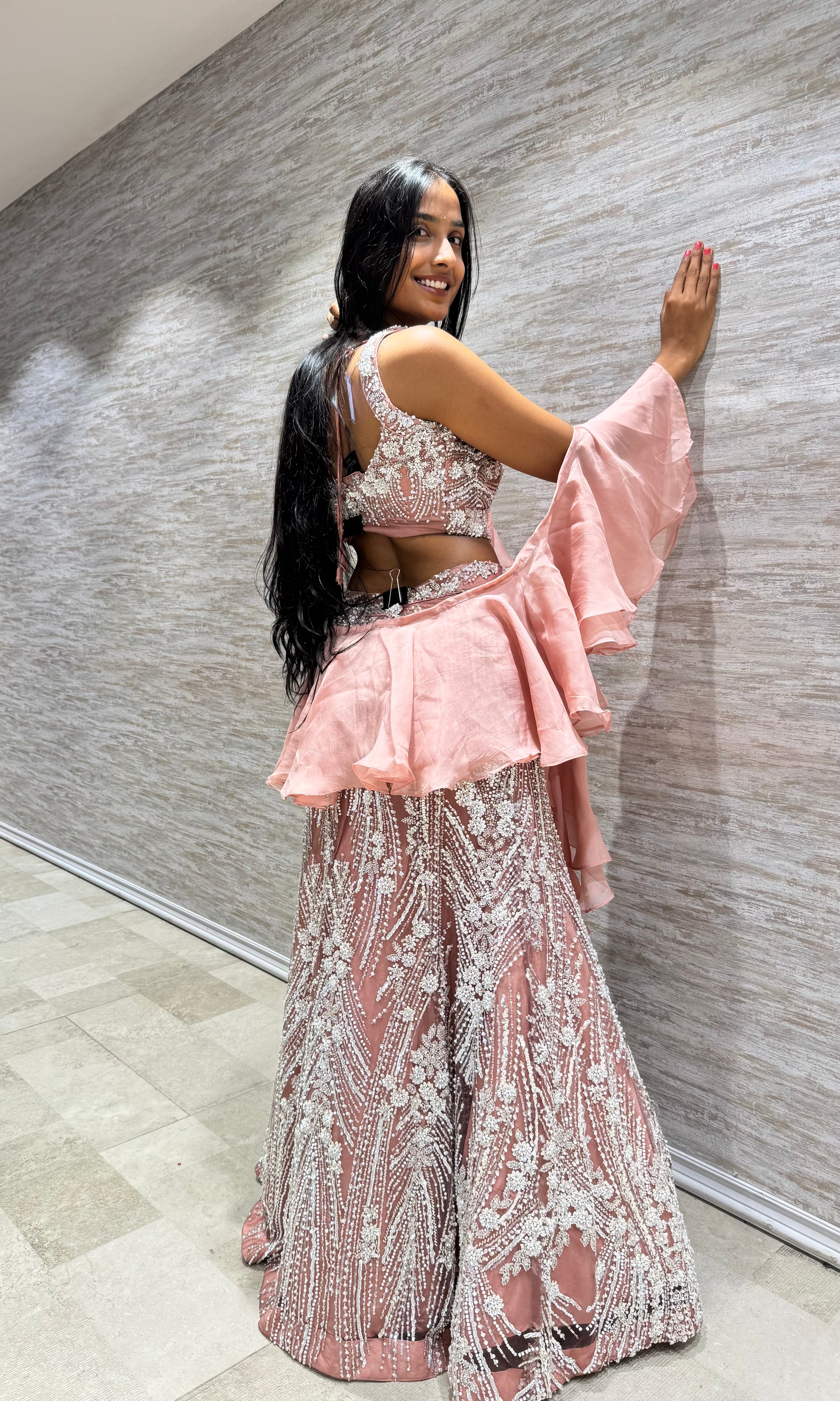 ONION PINK INTRICATE EMBROIDERED LEHENGA