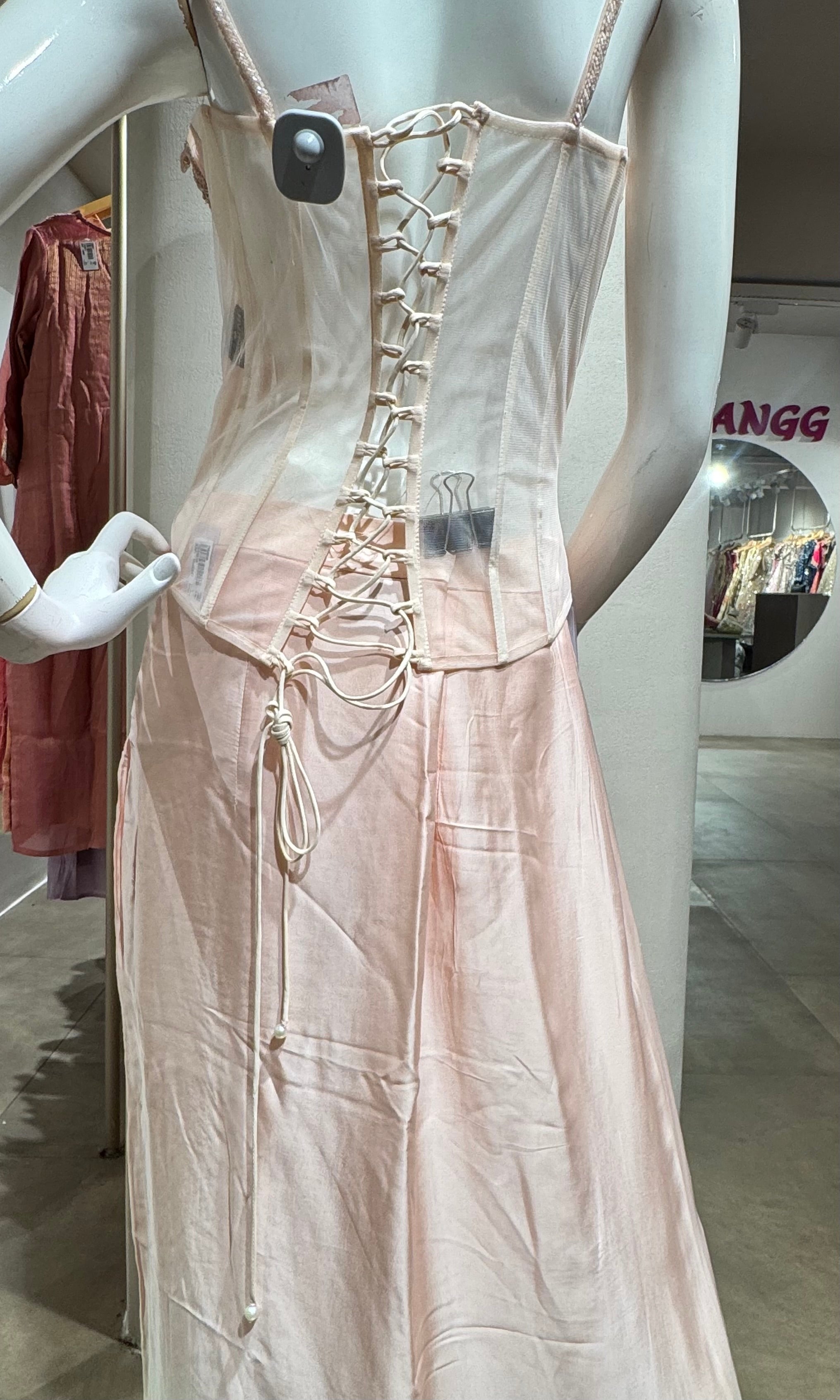 Ivory Rose pink Corset Drape skirt