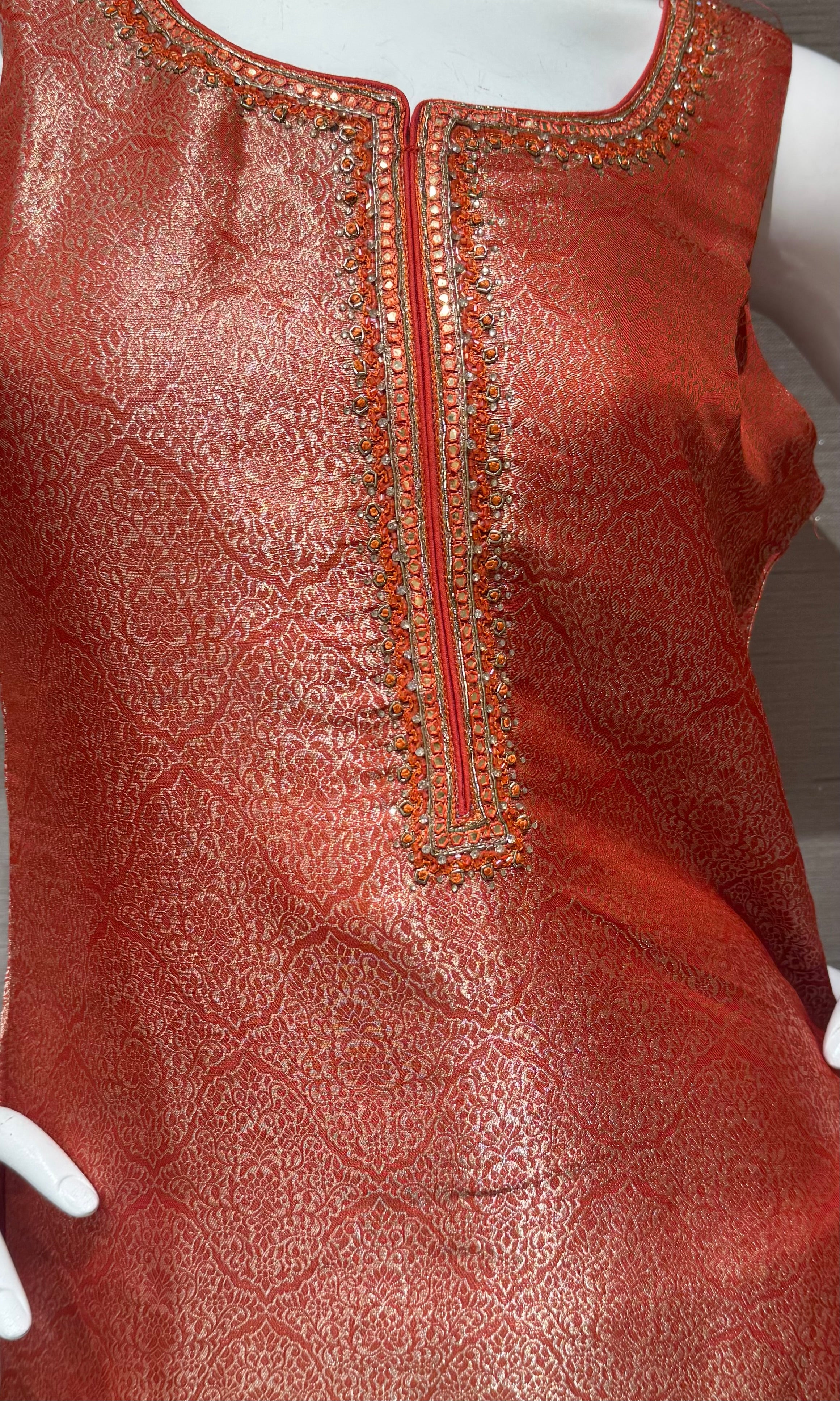 Rust Ethnic Kurta Set with Banarasi Dupatta
