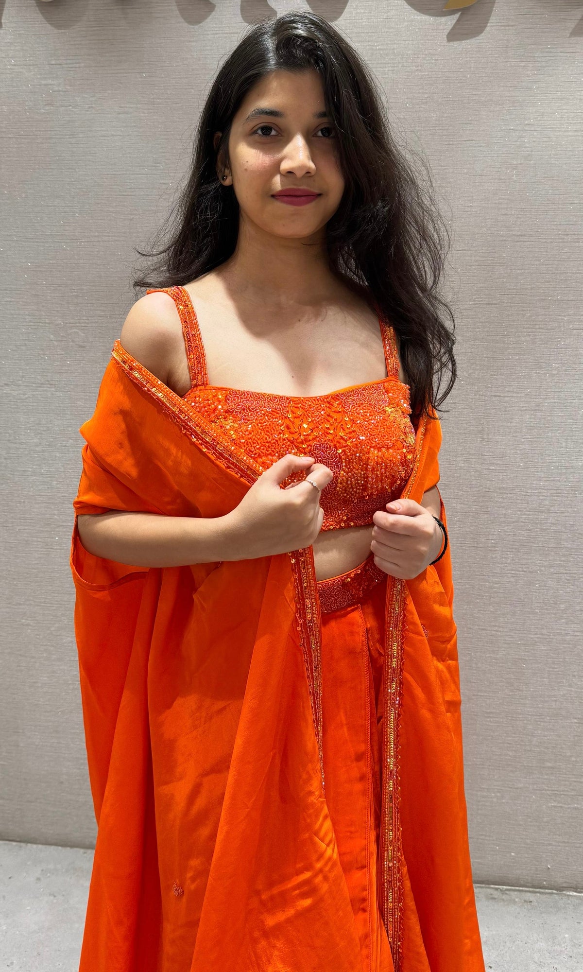 ORANGE 3 PIECE INDO WESTERN DRESS