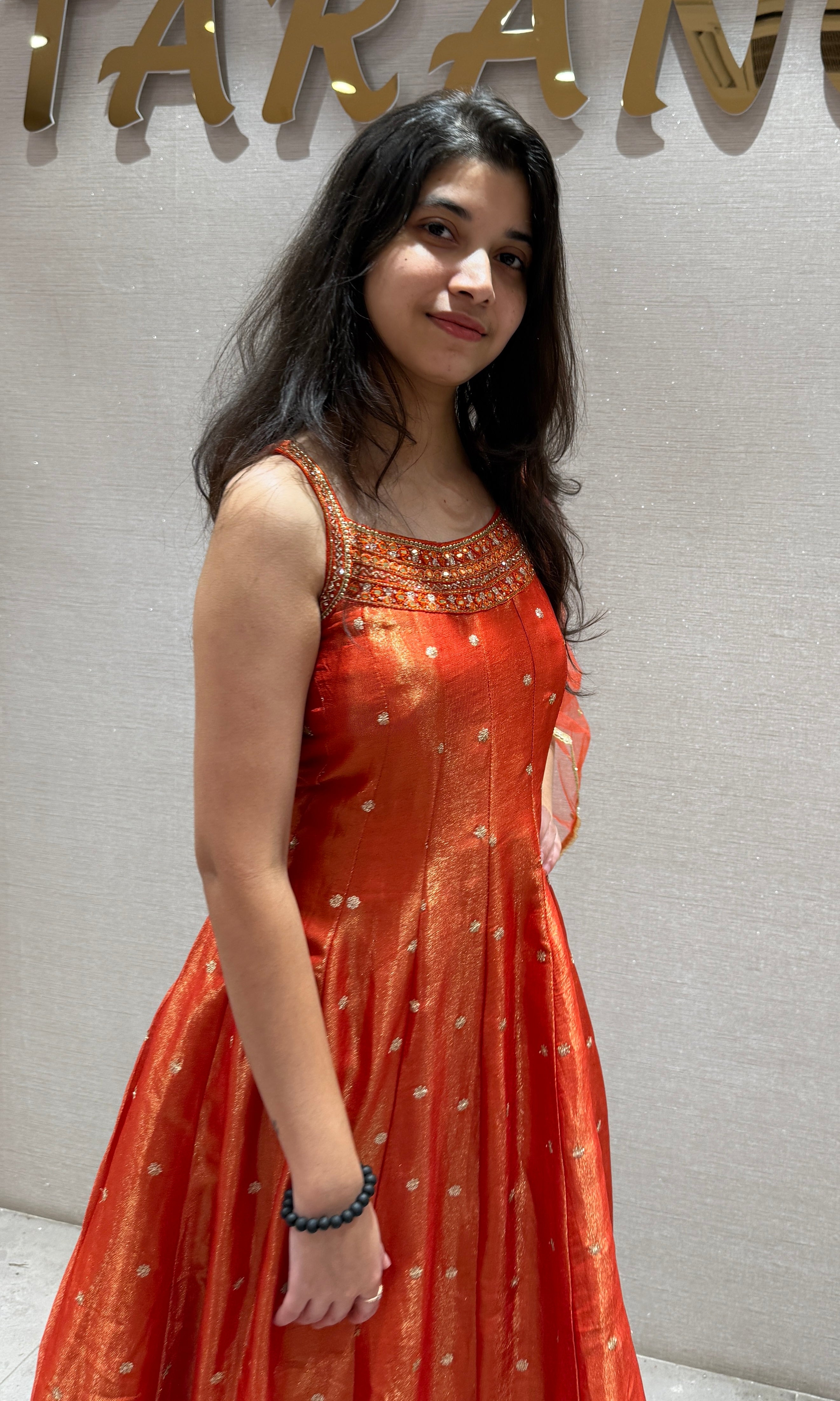 Orange GOLD EMBROIDERED Anarkali