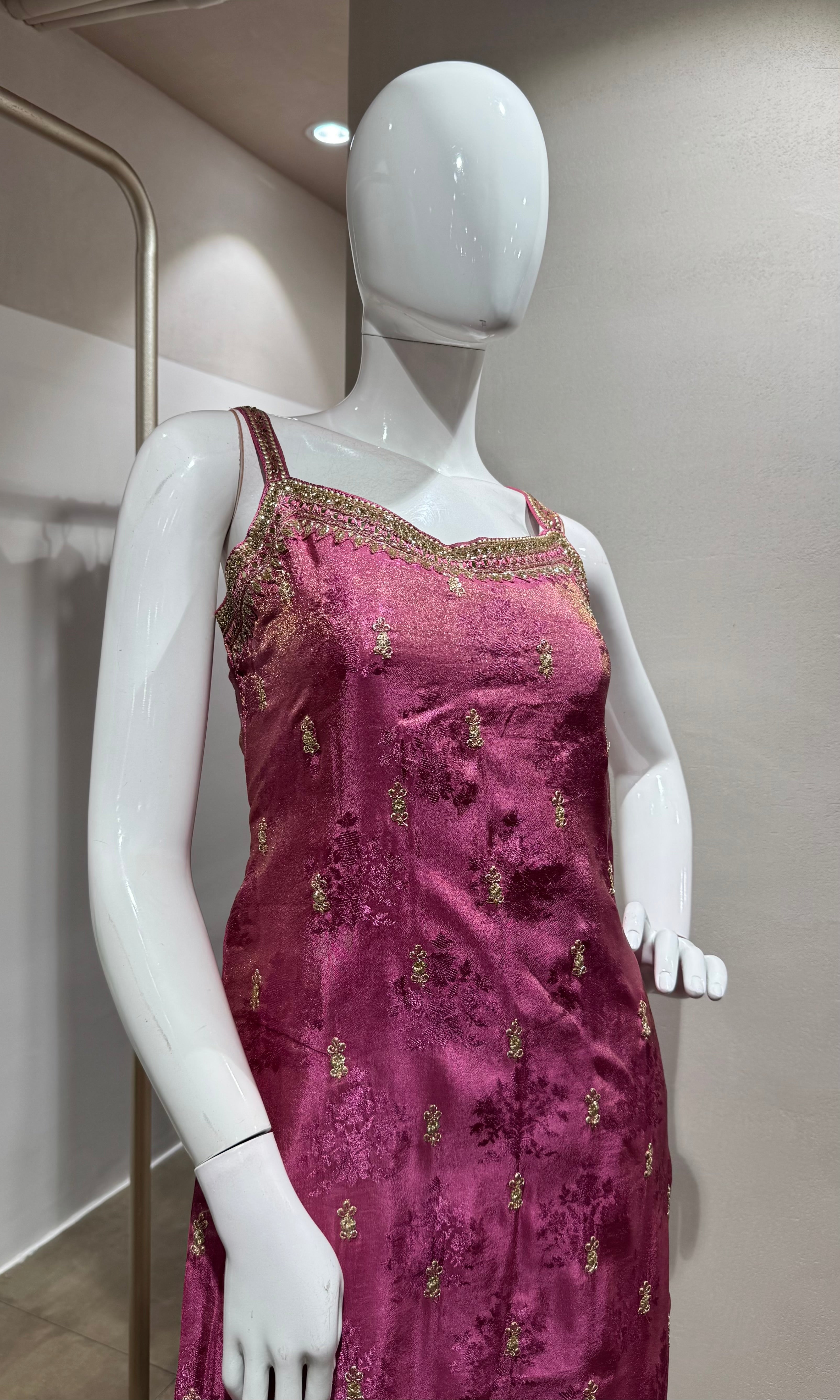Royal Pink Banarasi KURTA Set