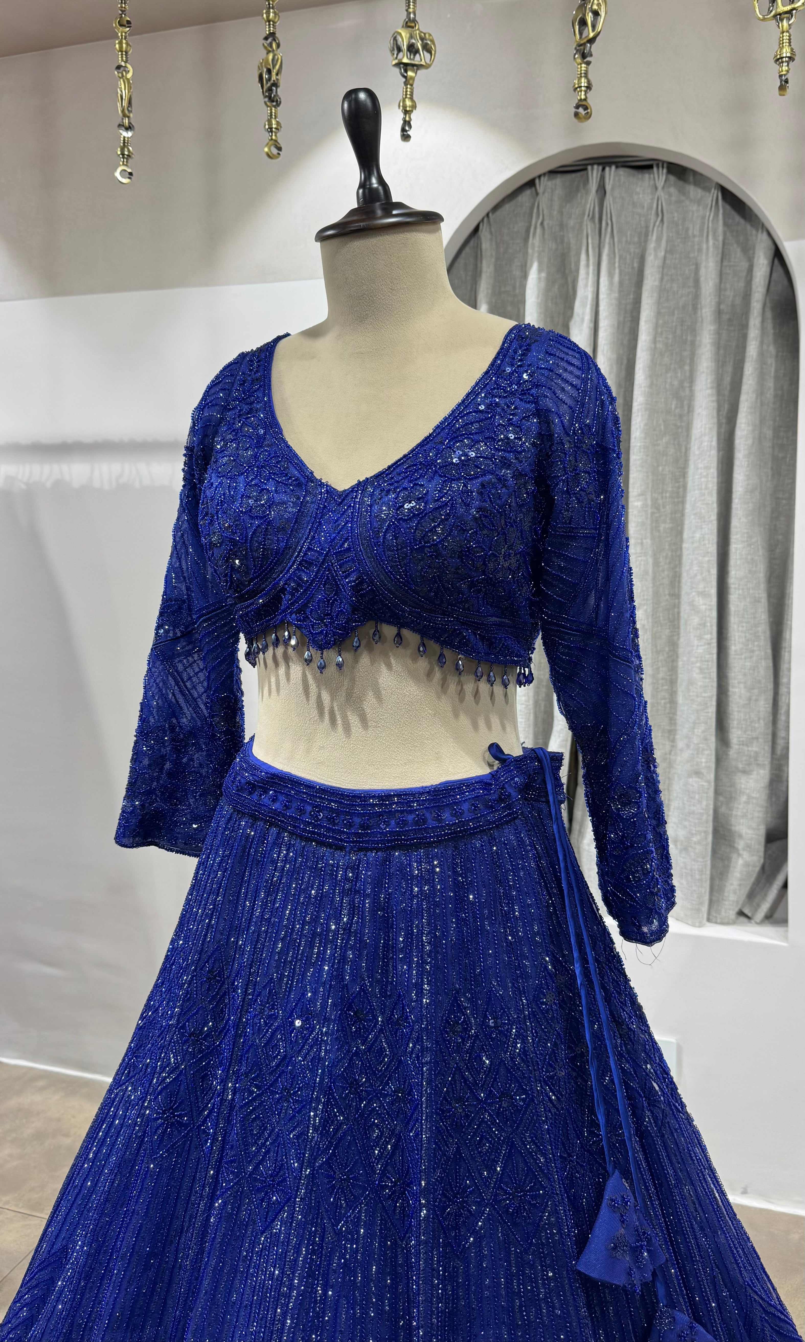 NAVY BLUE CLASSIC CRYSTAL WORK LEHENGA
