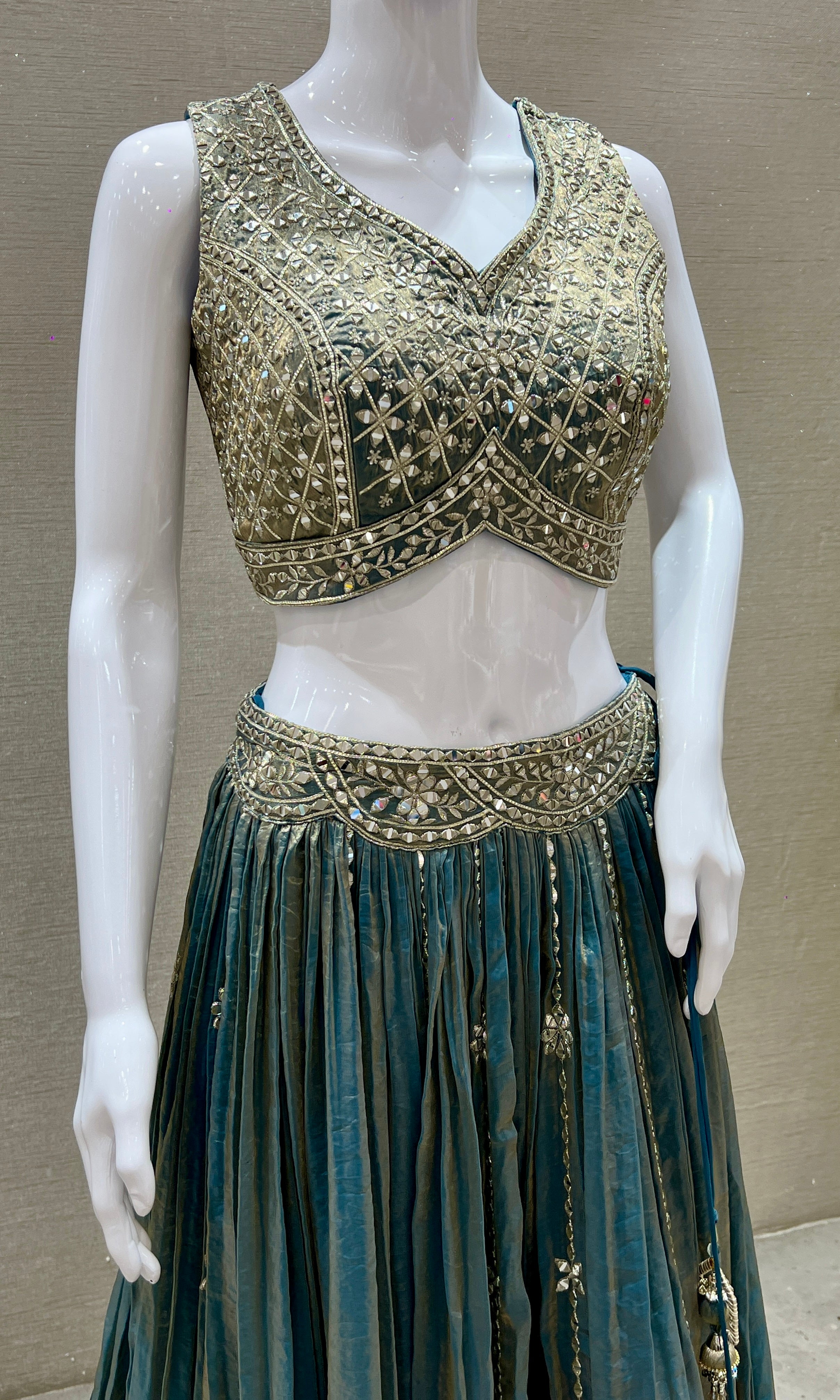 Ocean Gleam Mirror Lehenga Set