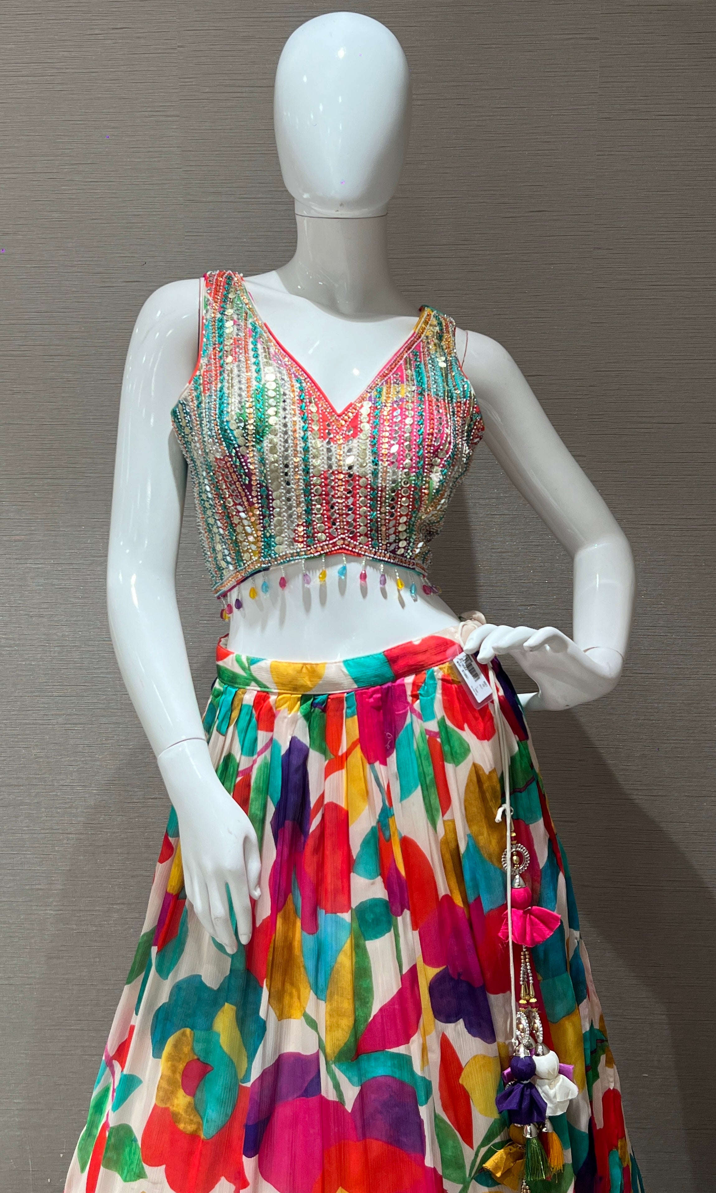 Multicolor Floral Embroidered Lehenga