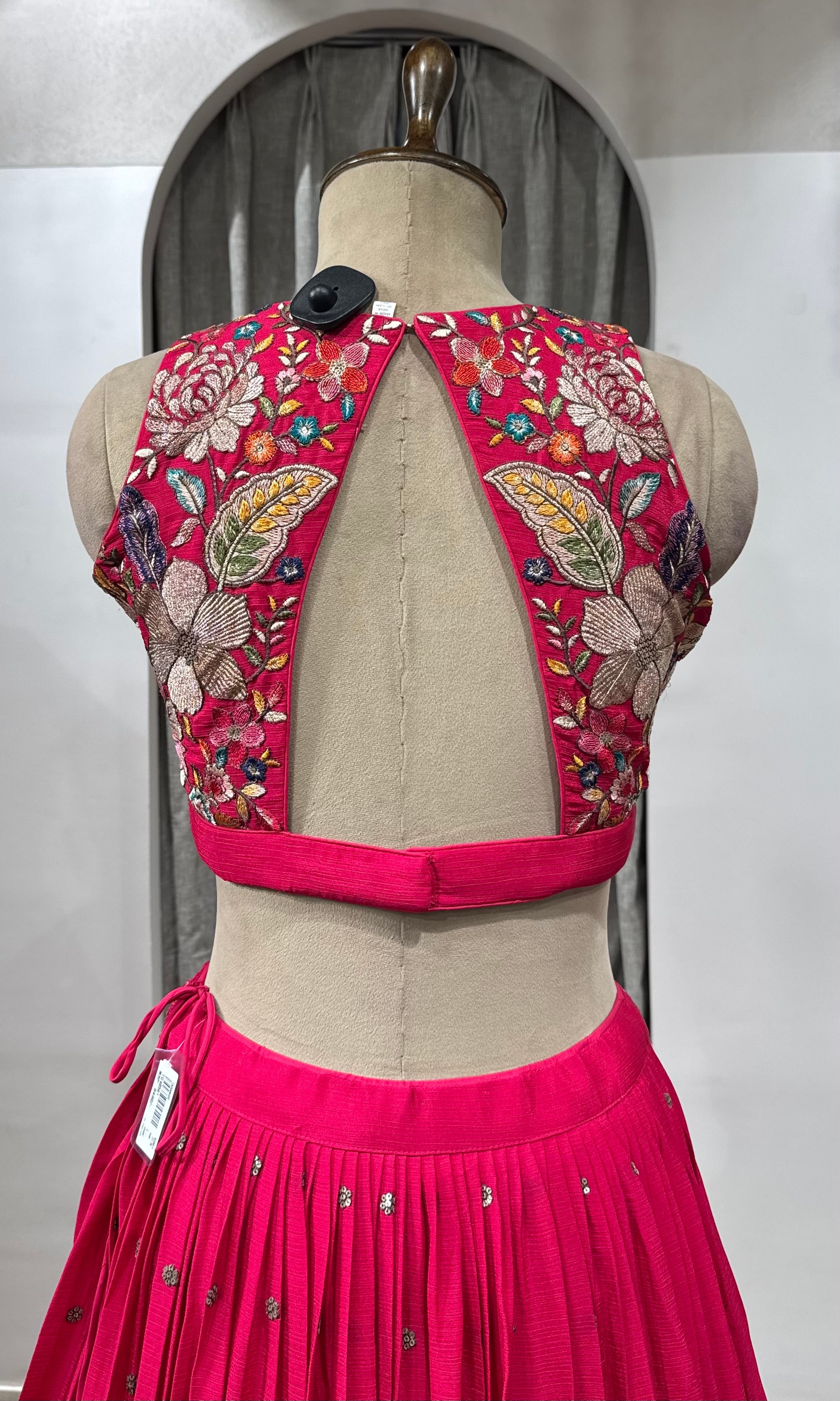 Rani Pink Floral Embroidered Lehenga Set
