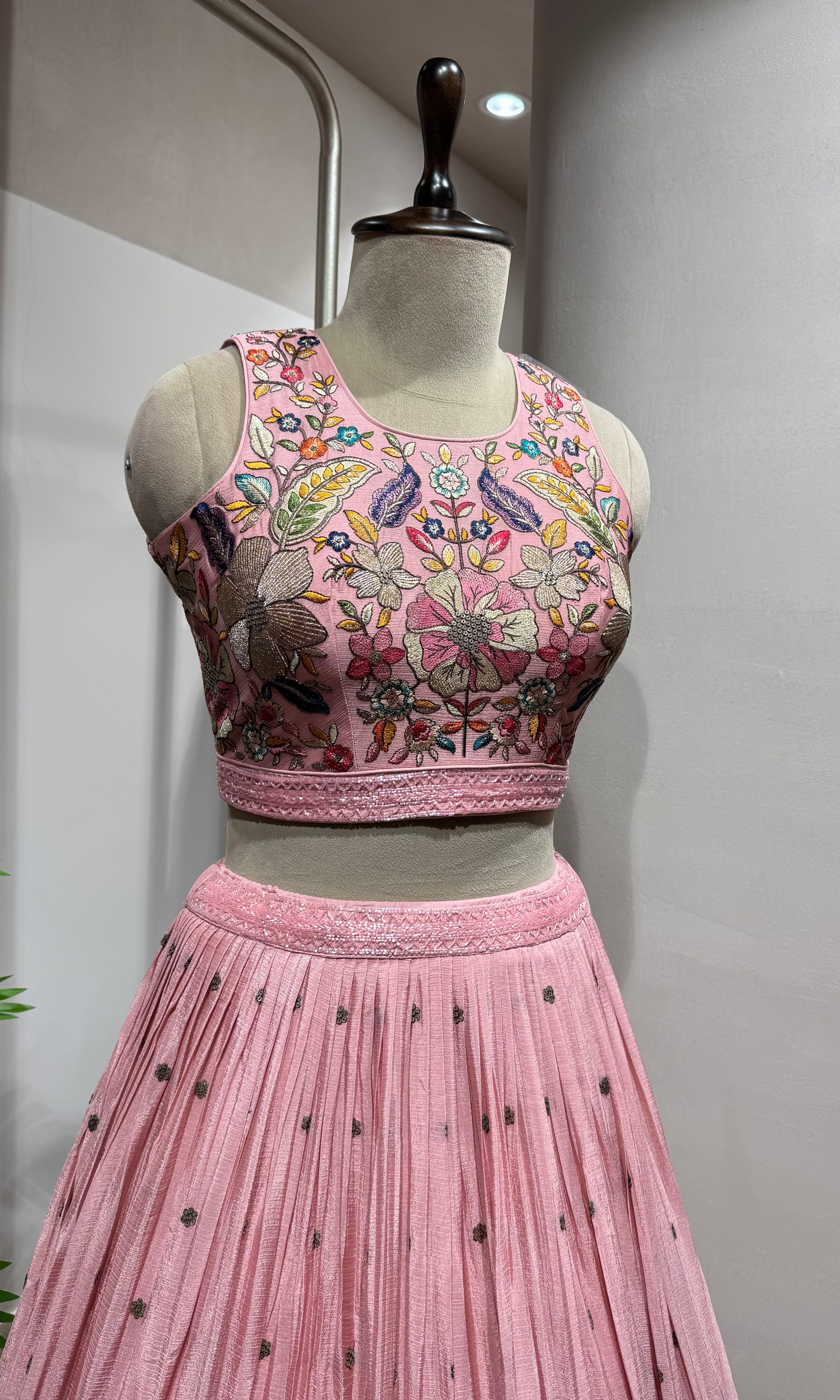 Blush Pink Lehenga Set with Embroidered BLOUSE