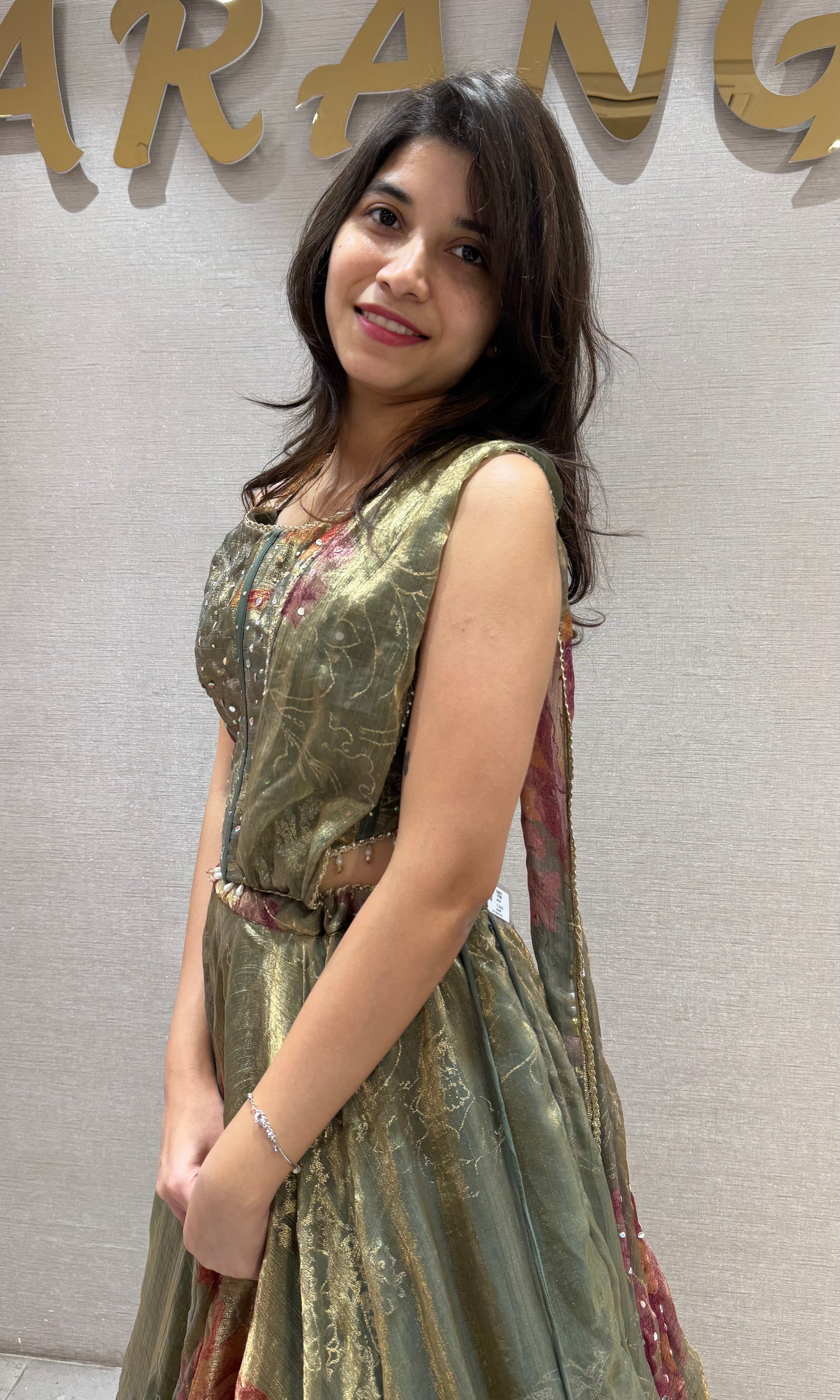 Green Metallic Silk Organza Lehenga Set