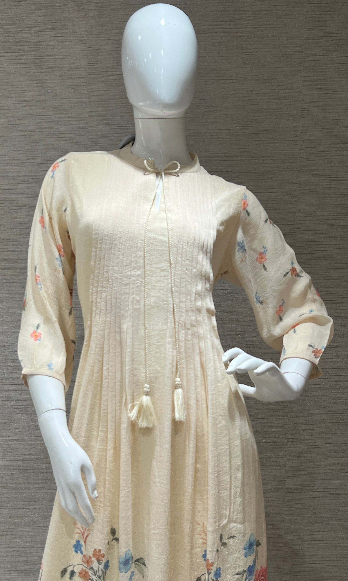 Half White Floral Anarkali Top