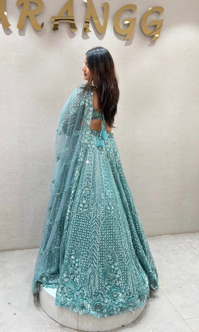 Sea green HEAVY EMBROIDERED Lehenga