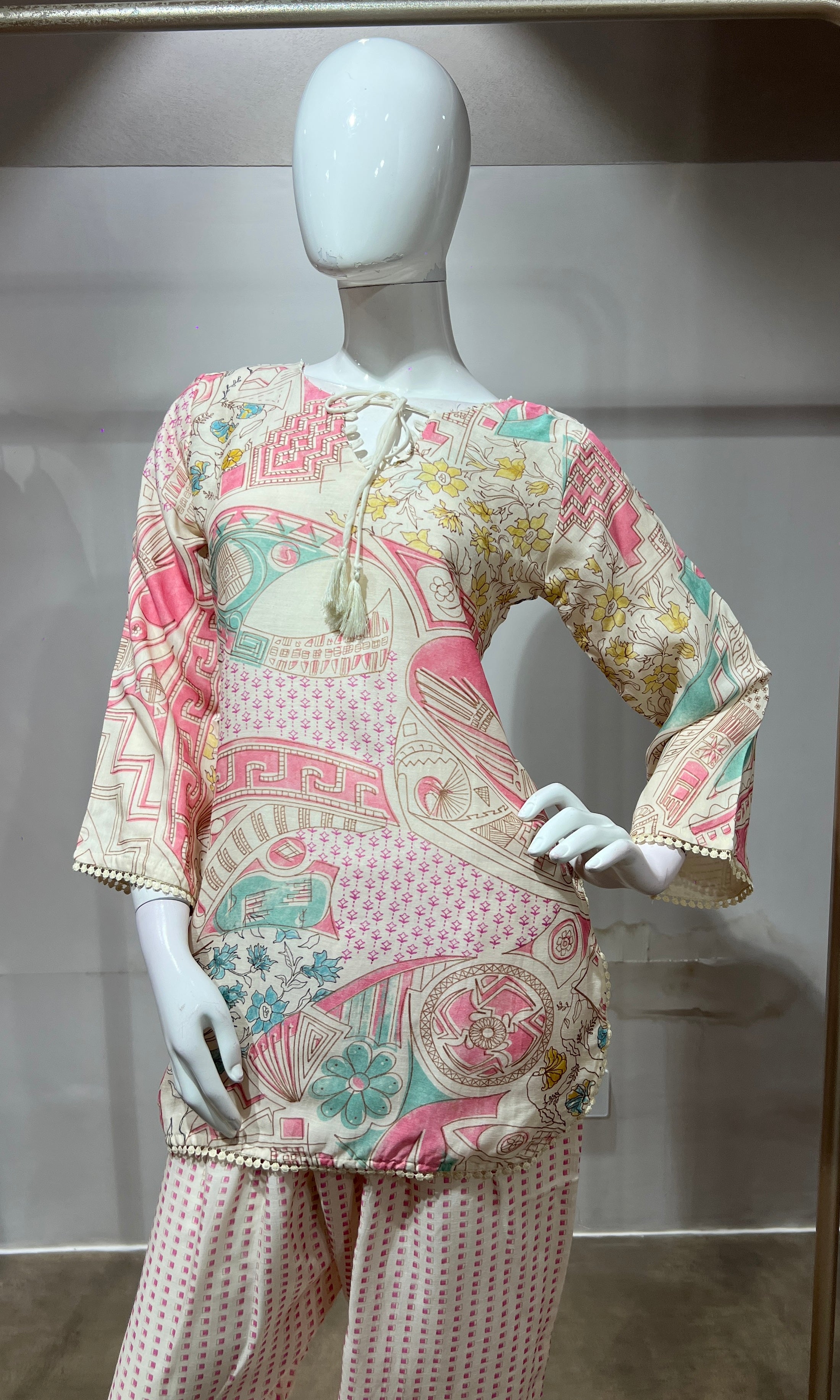 PINK Pastel Floral Printed Farsi salwar