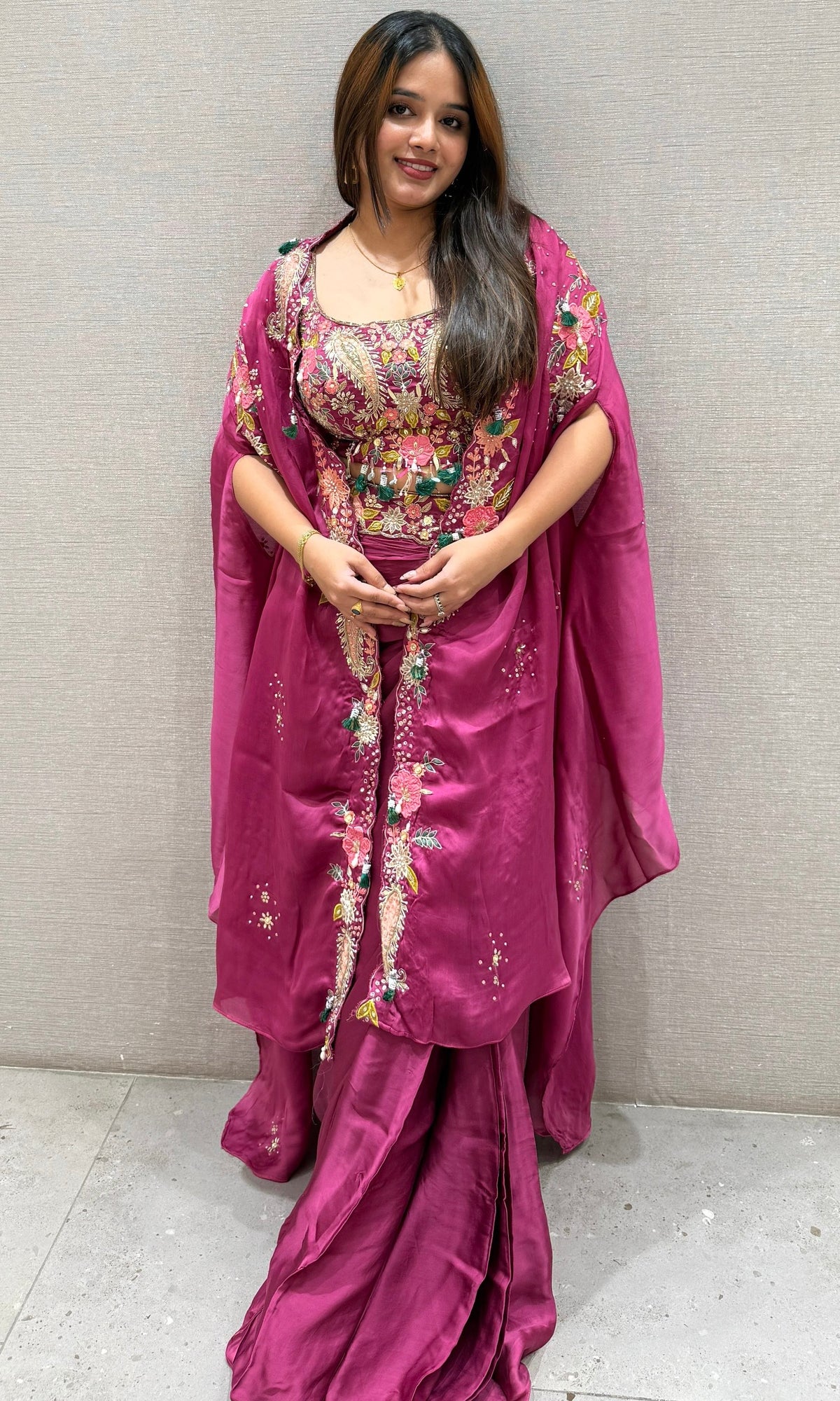 WINE DRAPE 3 PIECE INDO WESTERN DRESS