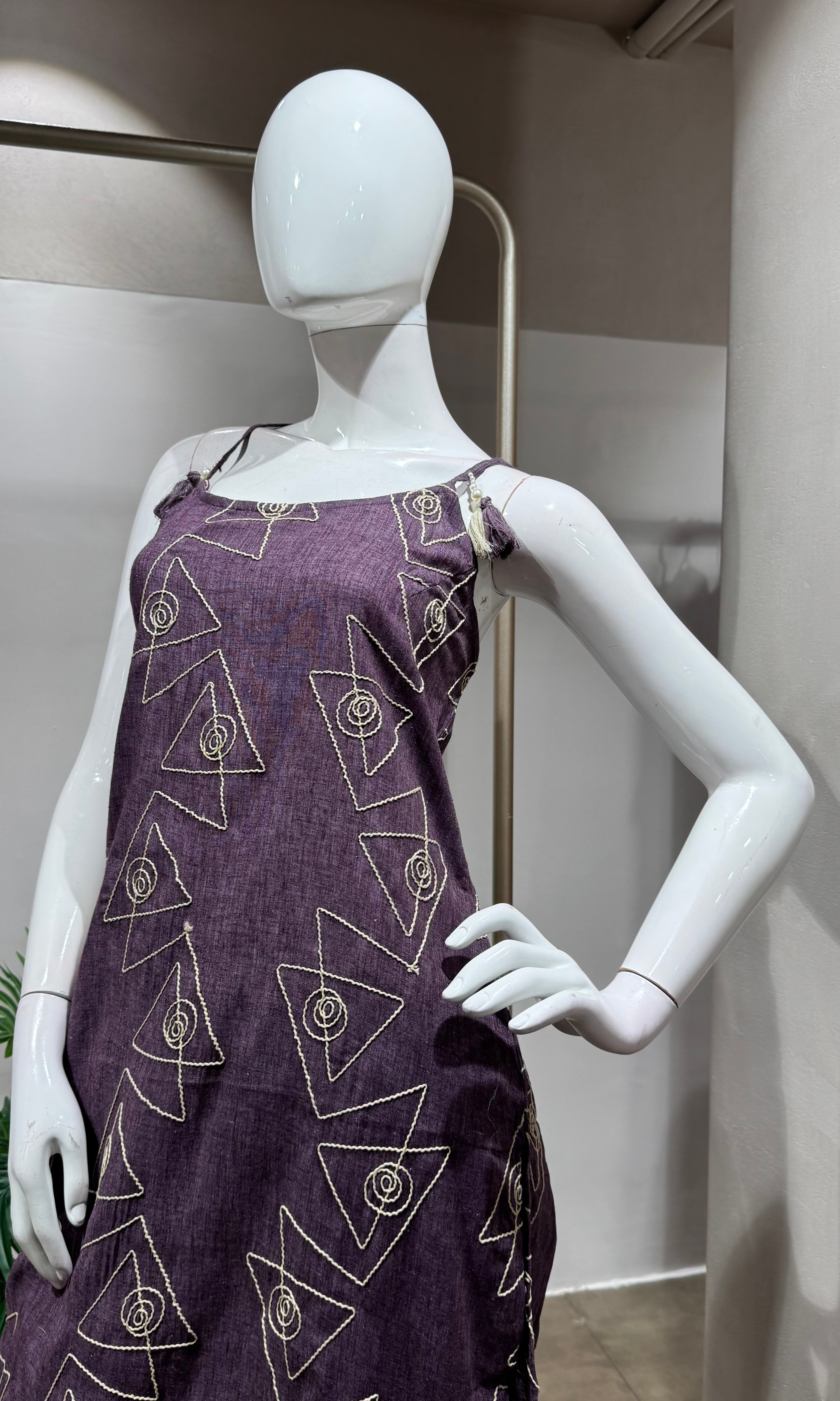 WINE Embroidered Kurta Set with Dupatta