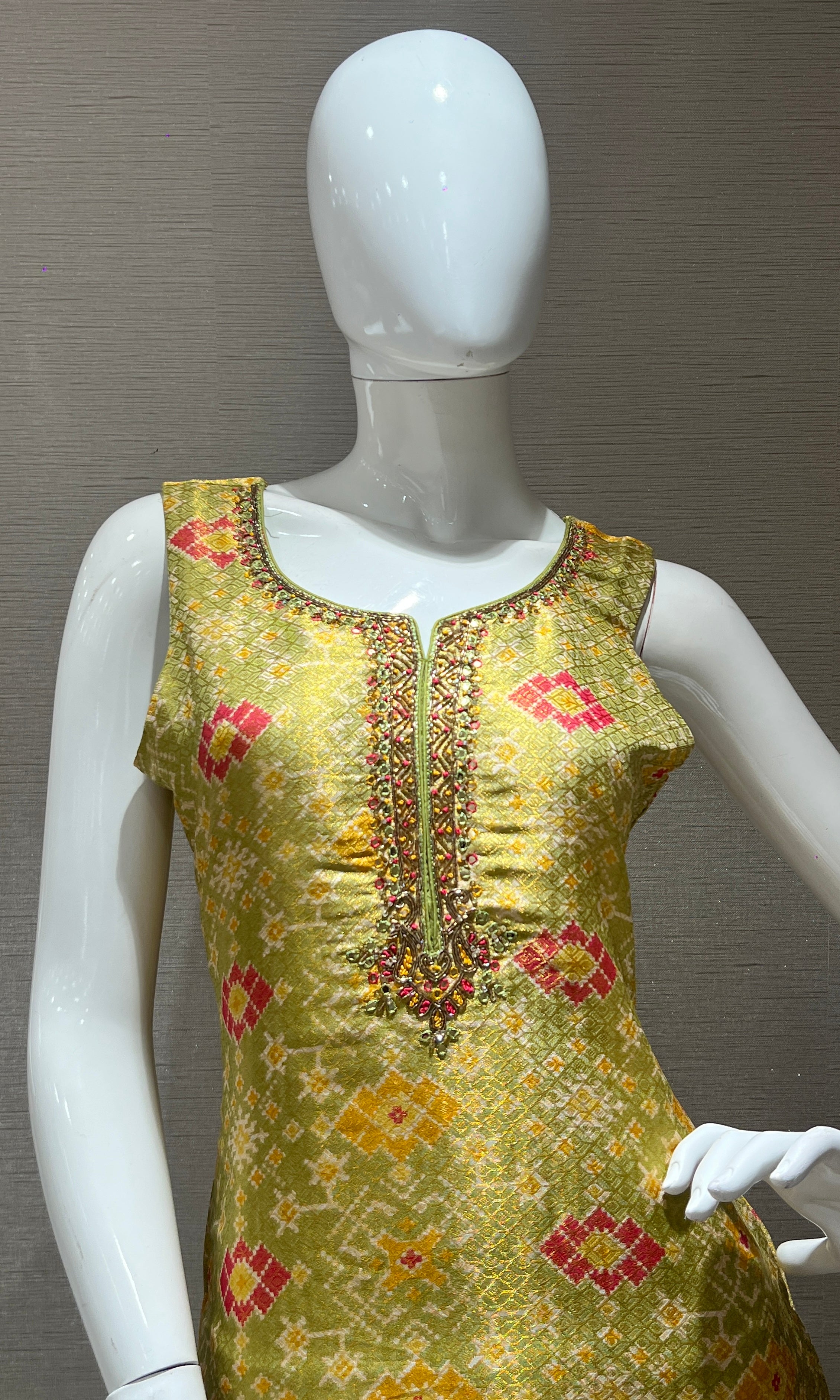 Green and Gold Embroidered Kurta Set