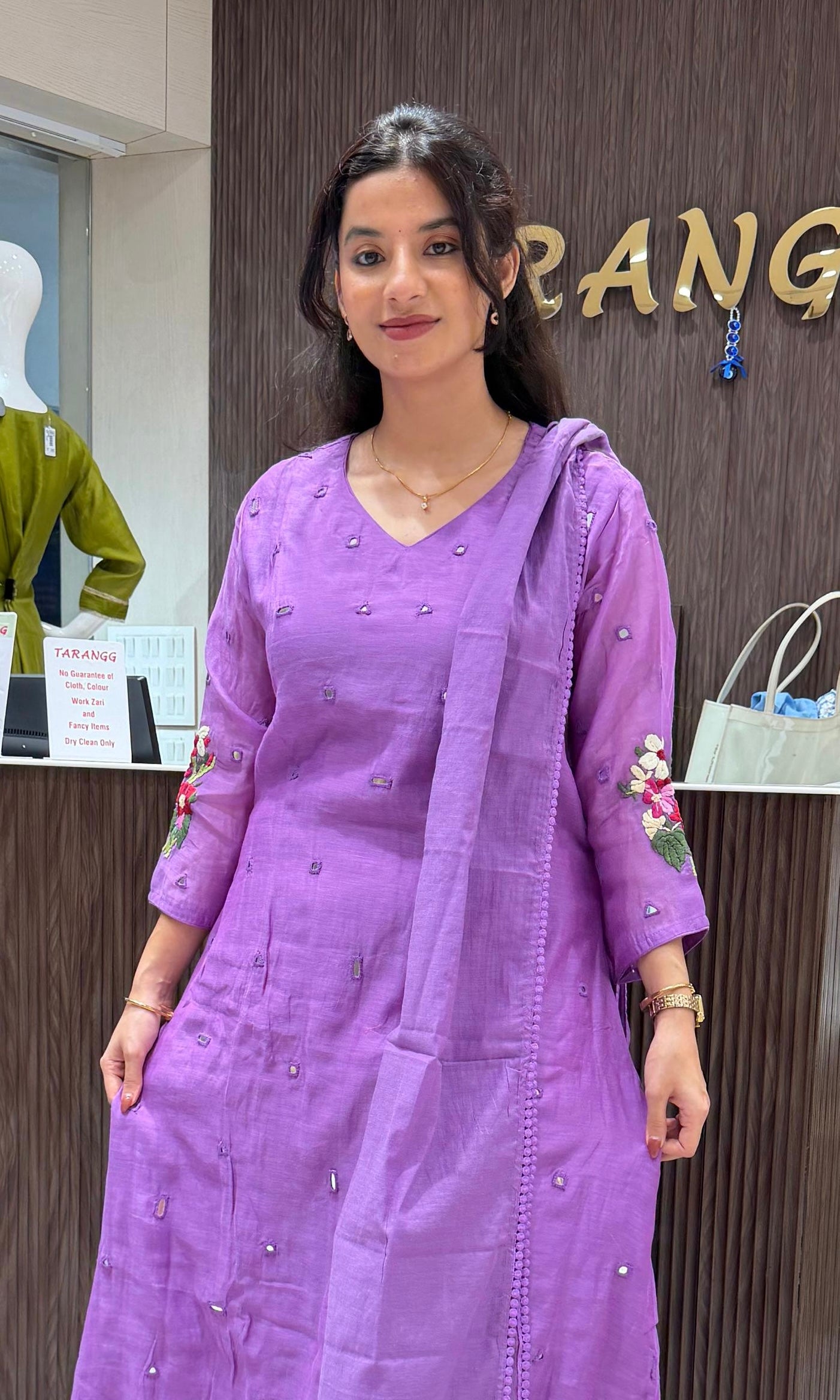 Purple Muslin Chikankari kurta set