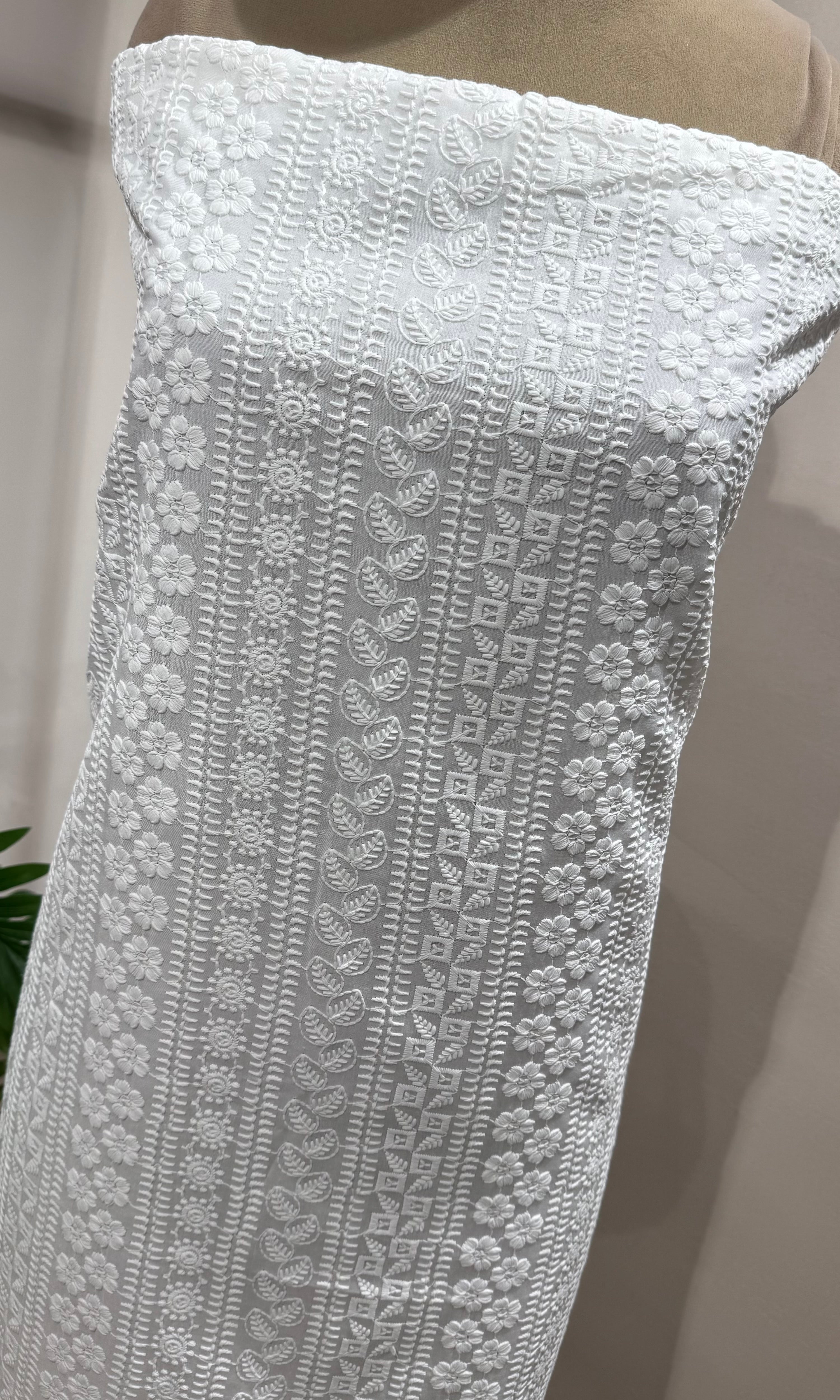 WHITE CHIKANKARI DRESS MATERIAL