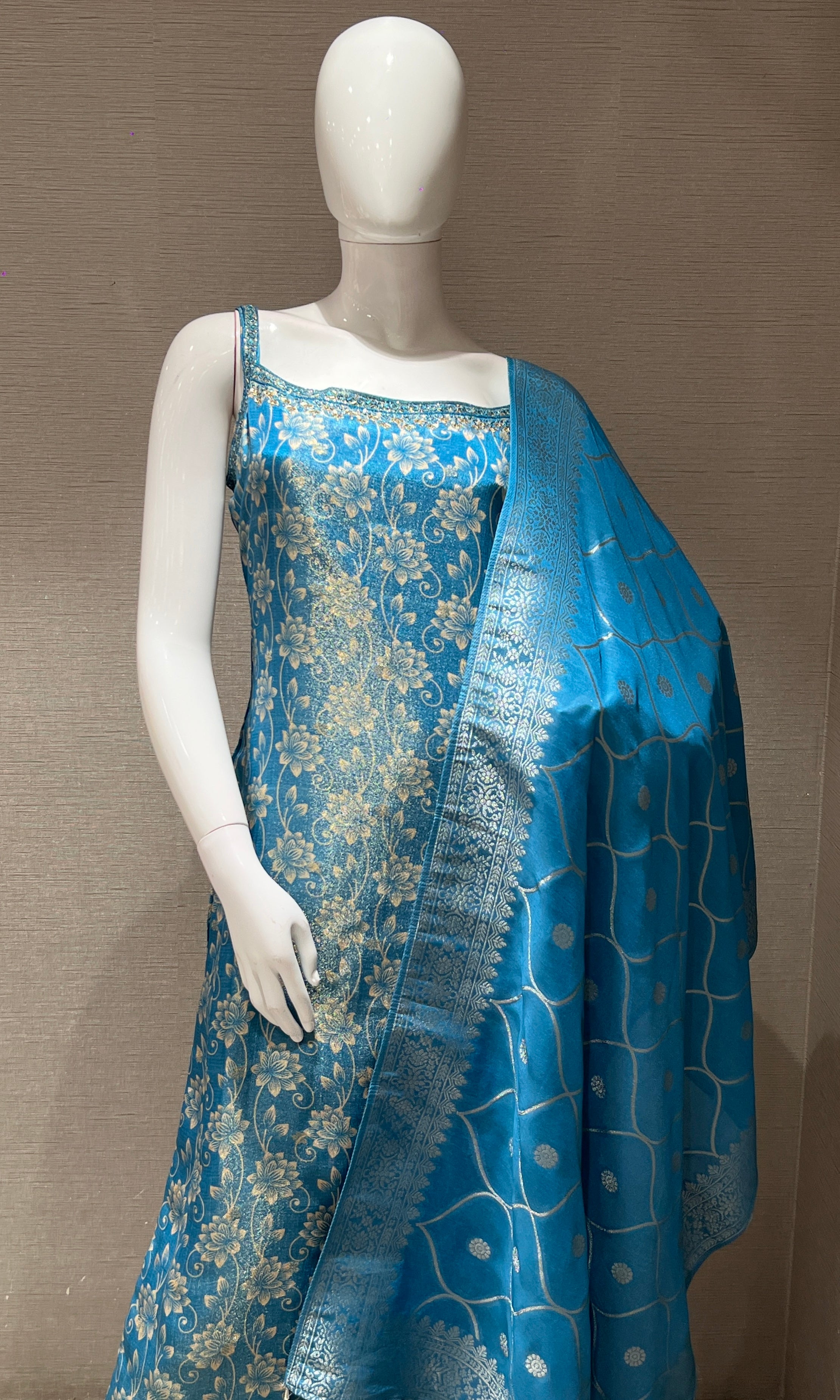 Blue and Gold Ethnic Kurta Set