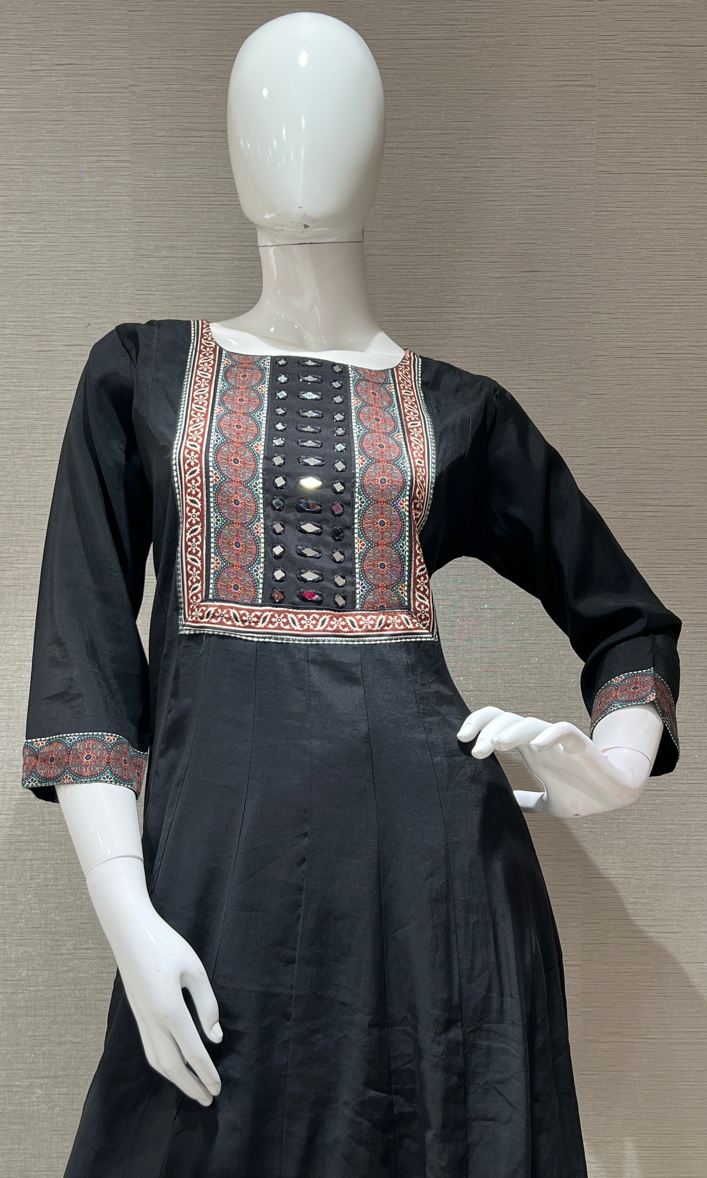 Black Kurta Set with Printed Dupatta