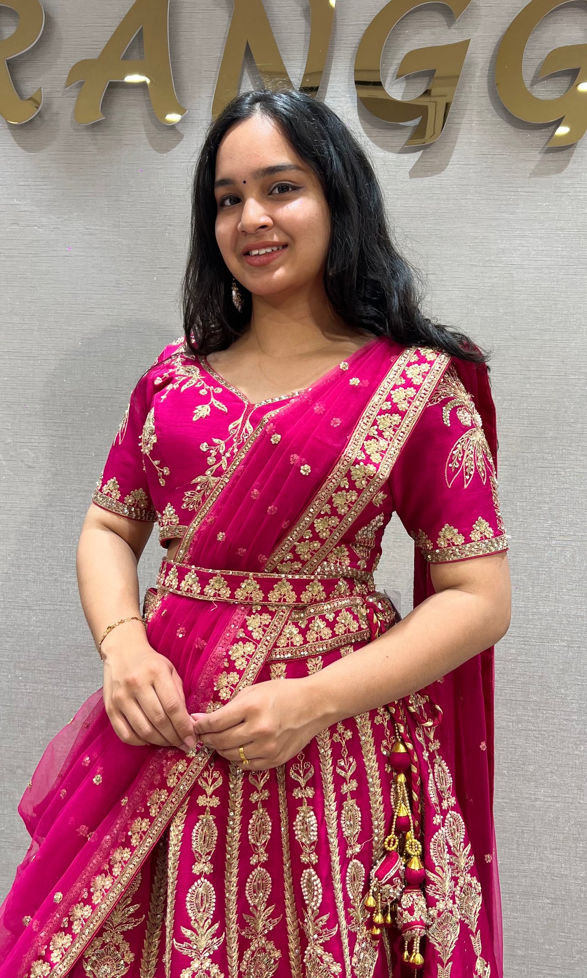 Pink GOLDEN INTRICATE EMBROIDERED Lehenga