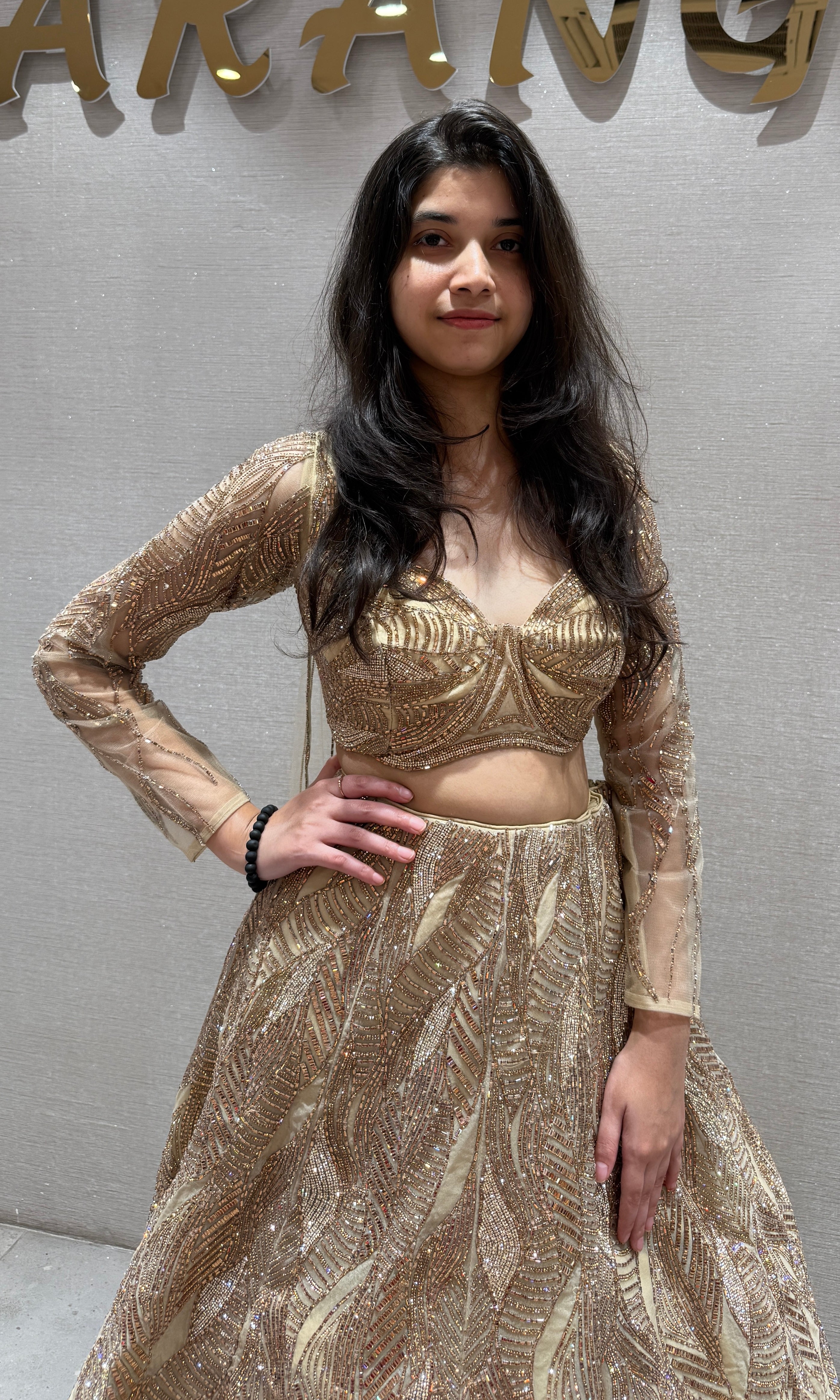 Elegant Gold Embroidered Lehenga