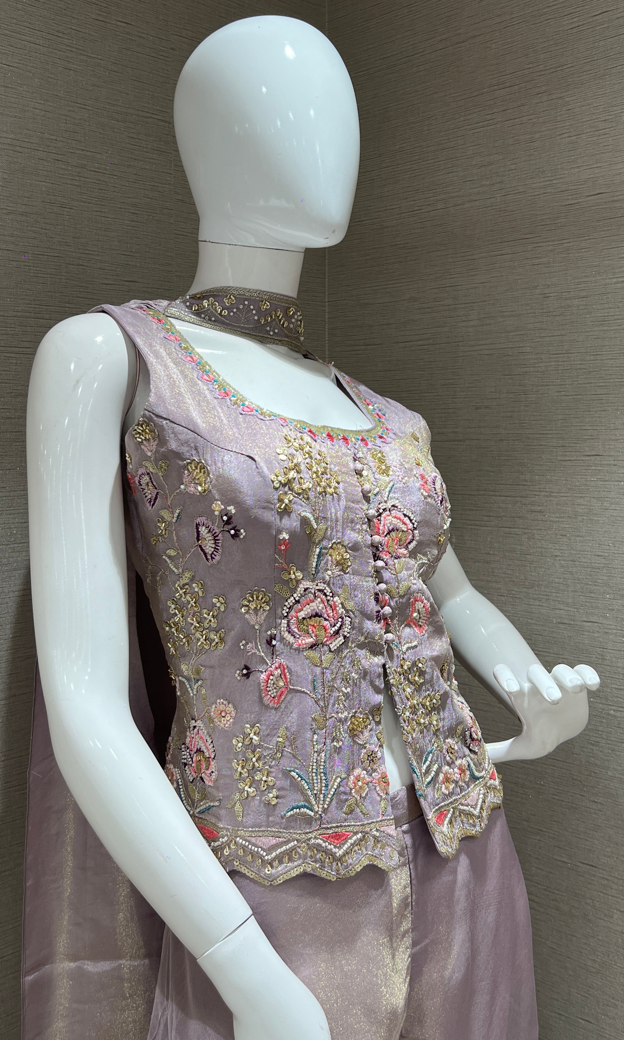 Lavender palazzo set with corset BLOUSE