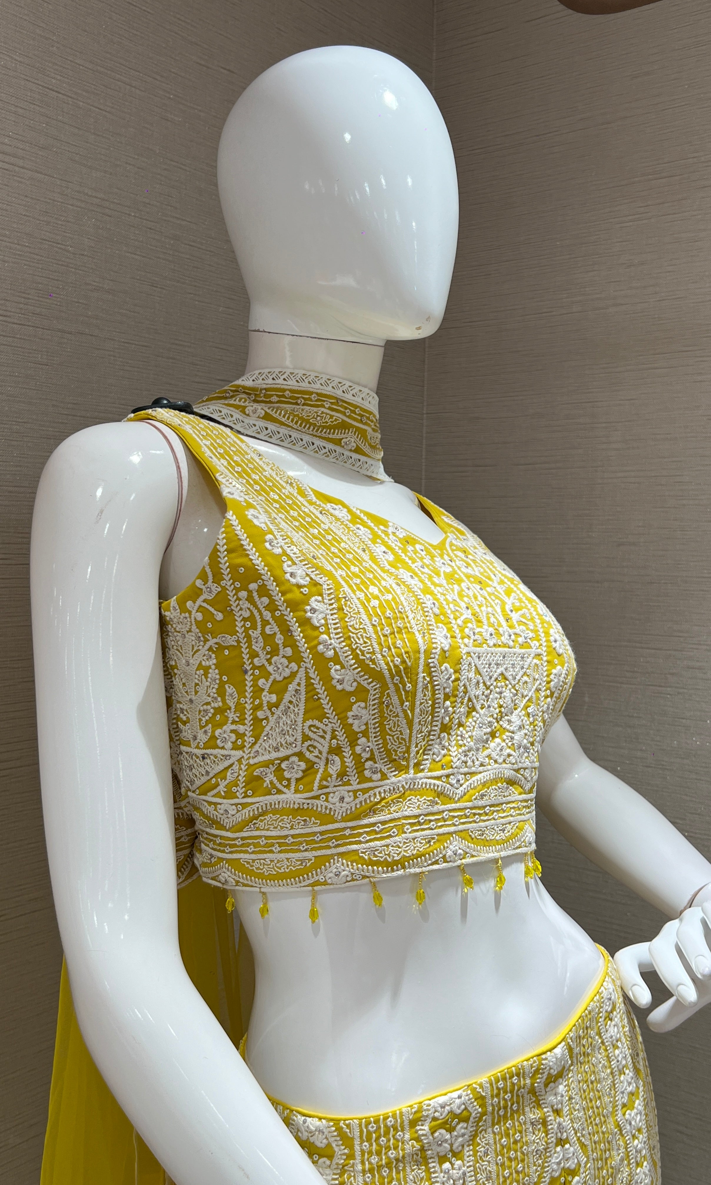 sunshine Yellow palazzo set with thread embroidery