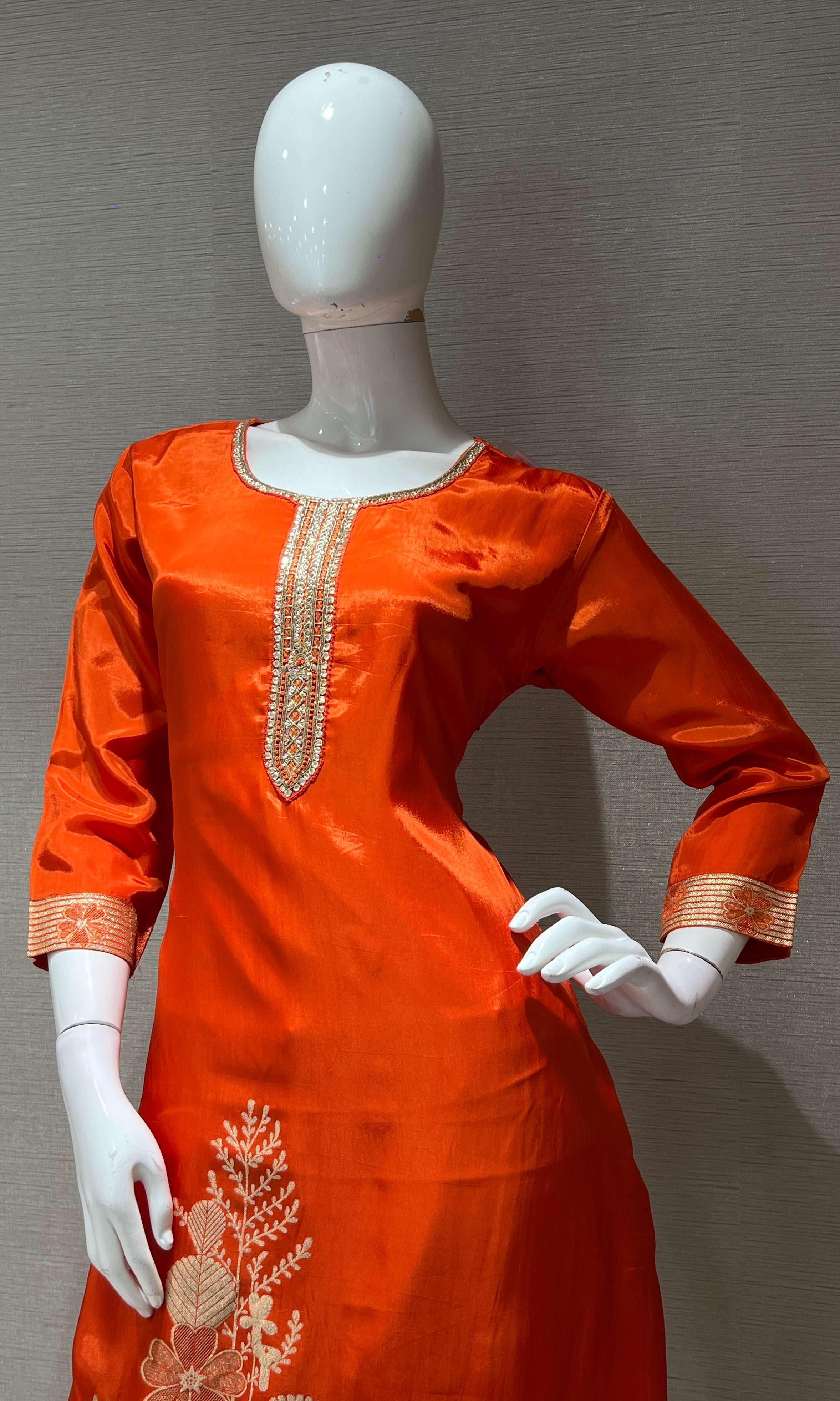 Orange GOLDEN ETHNIC PRINTED kurta set