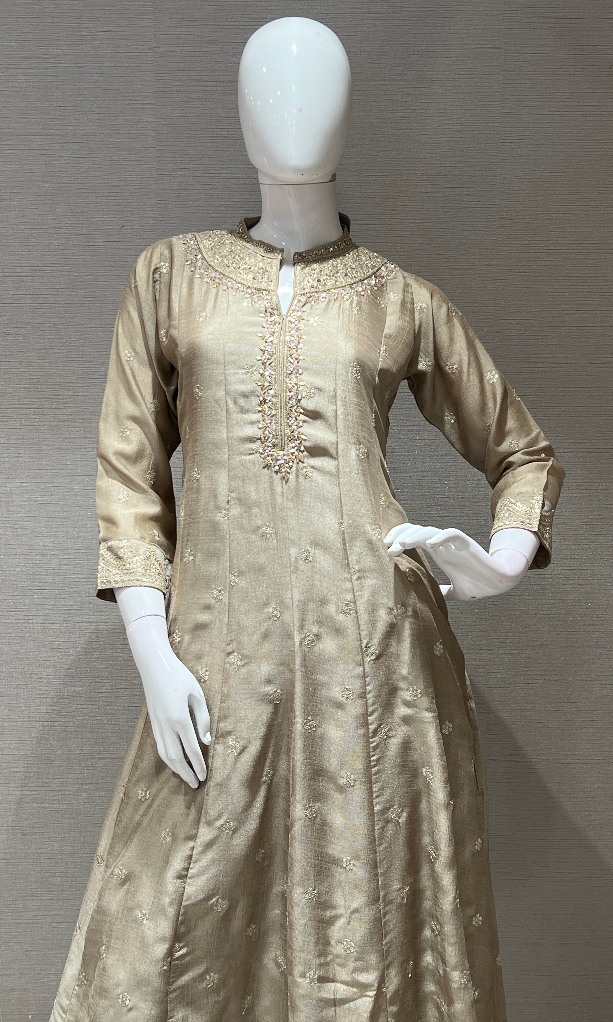Grey EMBROIDERED Anarkali KURTA SET