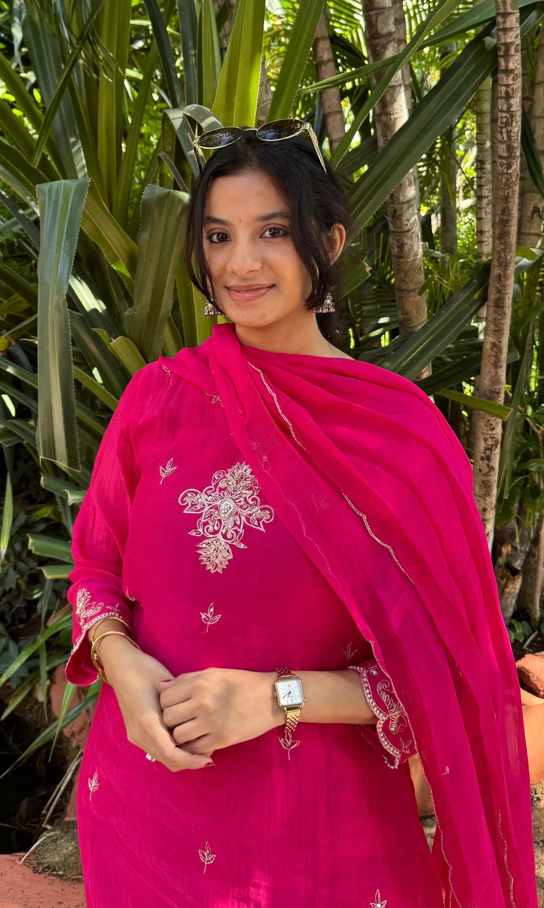 Pink MUL CHANDERI KURTA SET