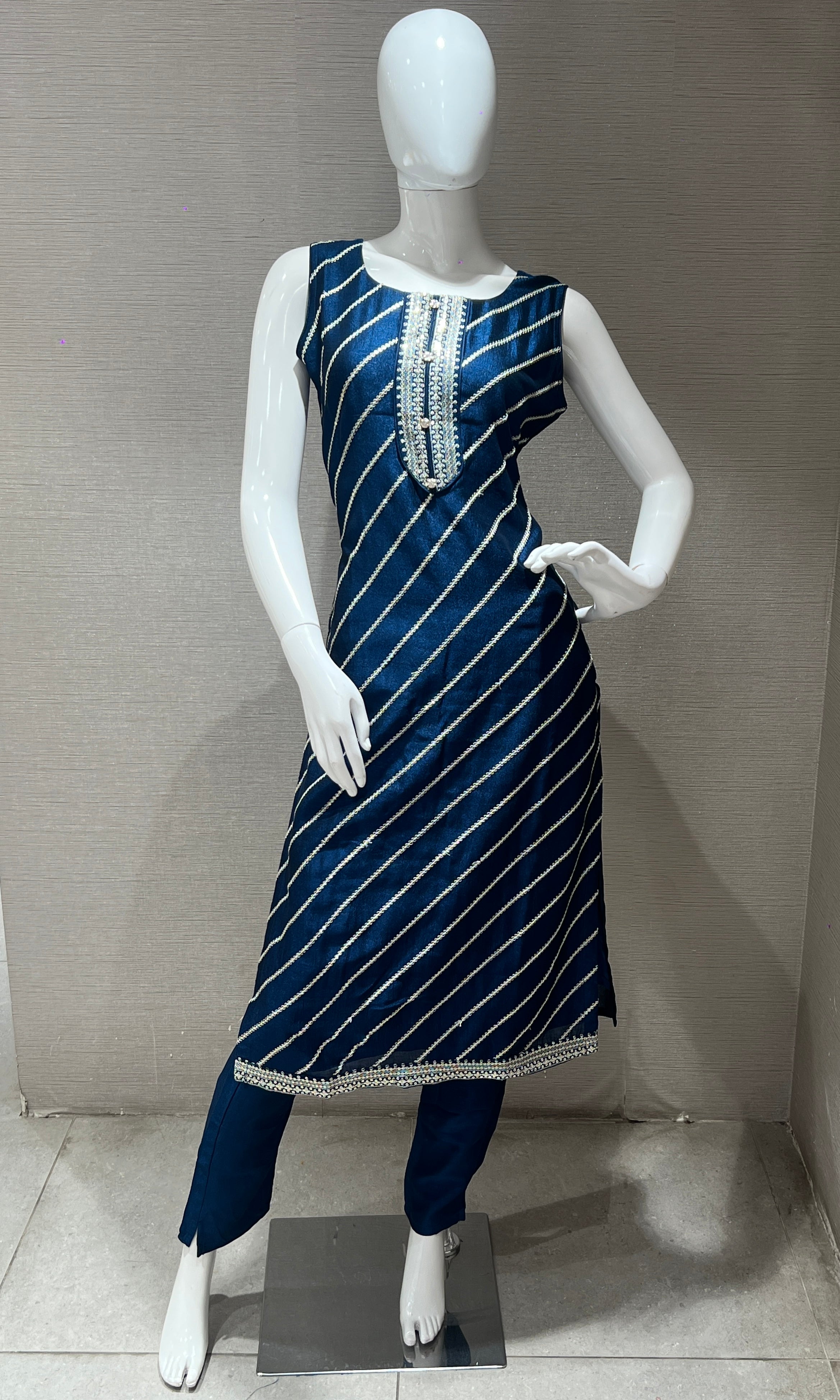 blue ethnic kurta set with a dupatta