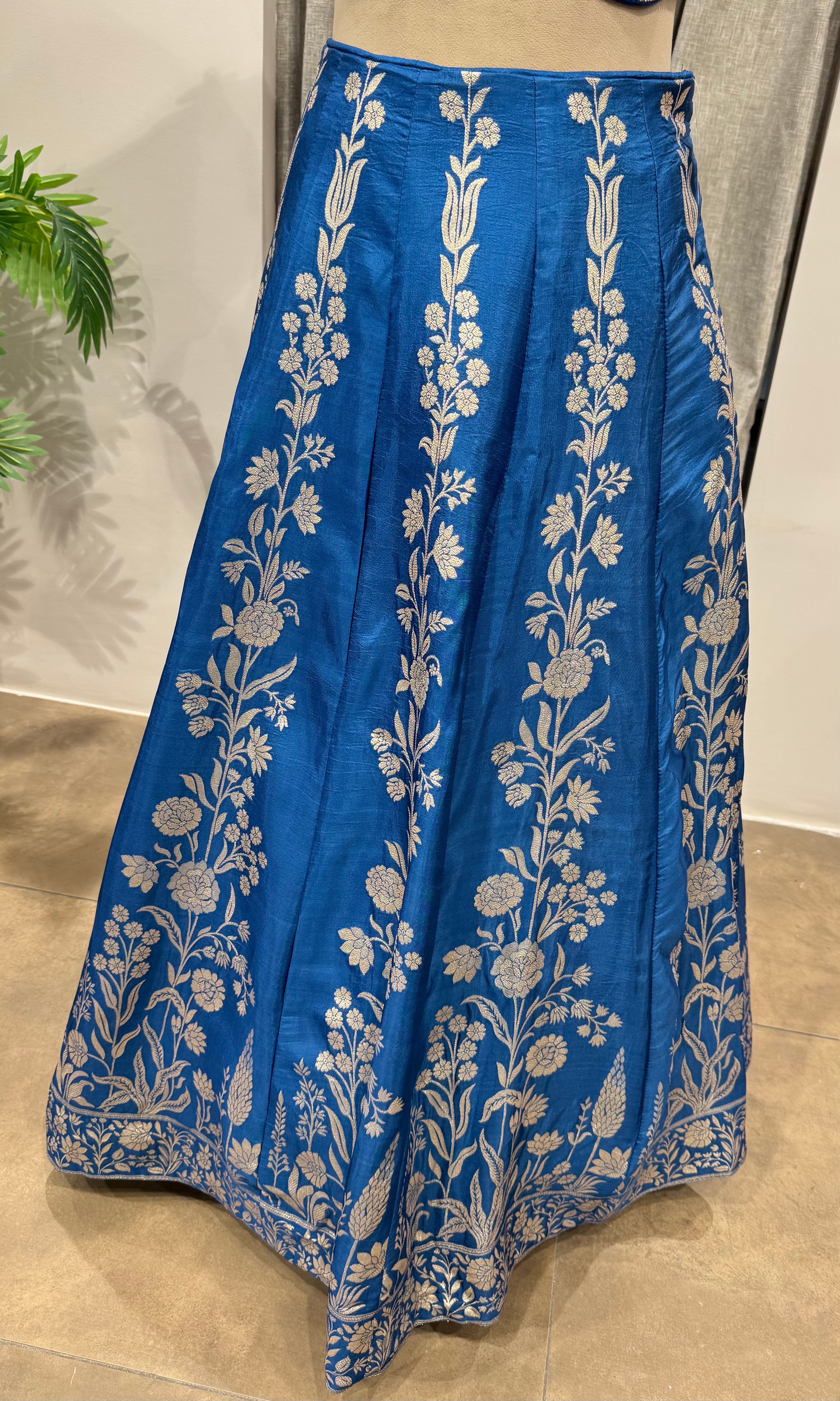 BLUE EMBROIDERED BANARASI lehenga