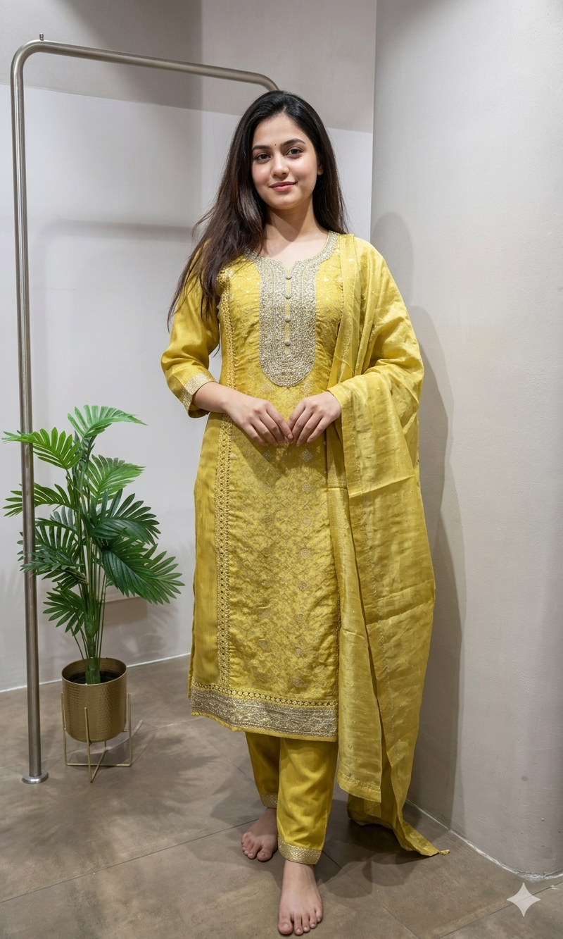 Mehandi green ethnic kurta set