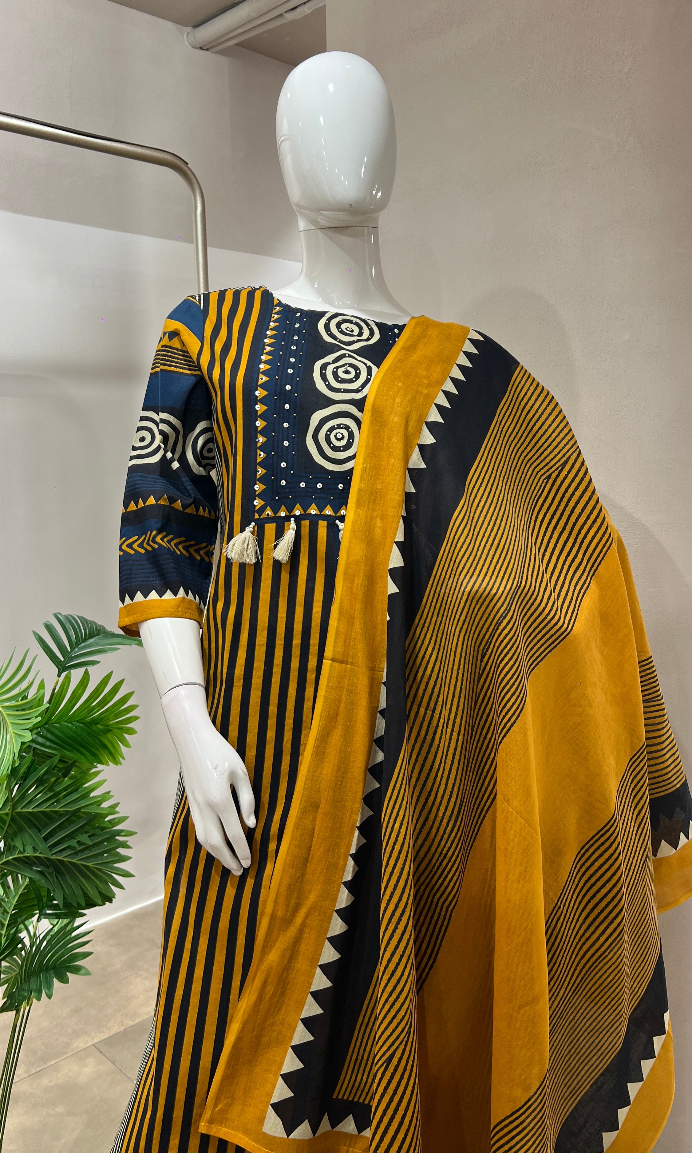 Yellow EMBROIDERED kurta set