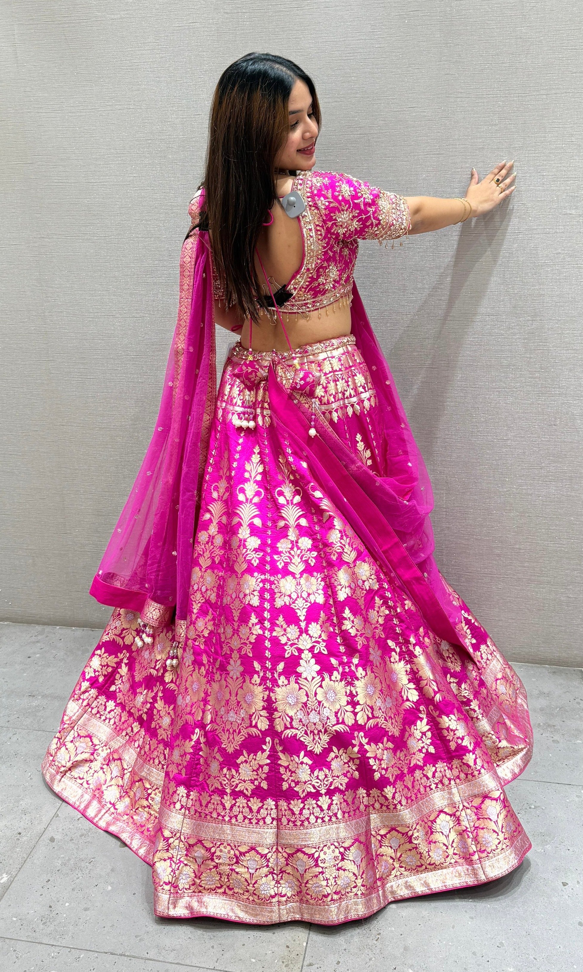 Pink Banarasi Embroidered Lehenga