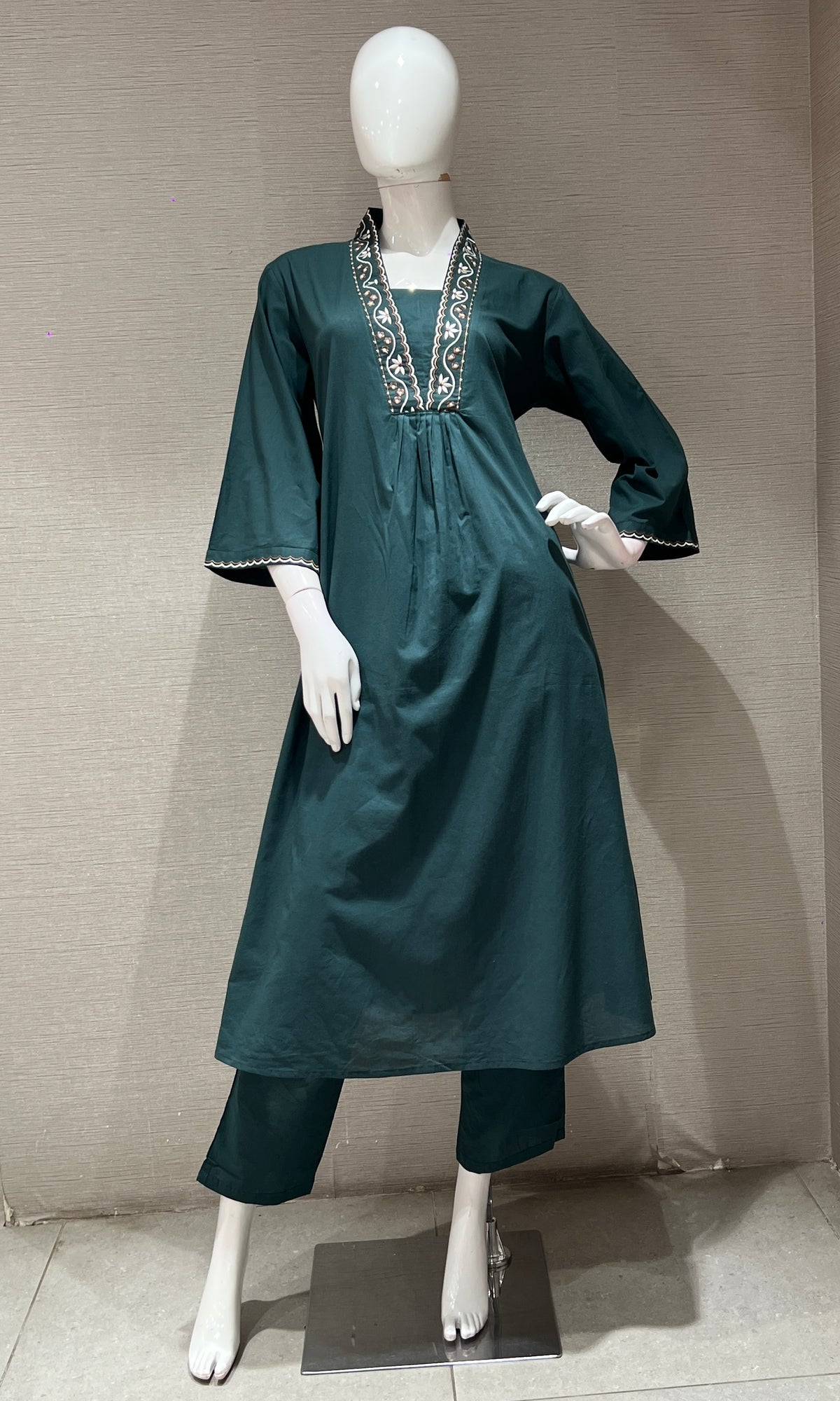 Green A LINE kurta set