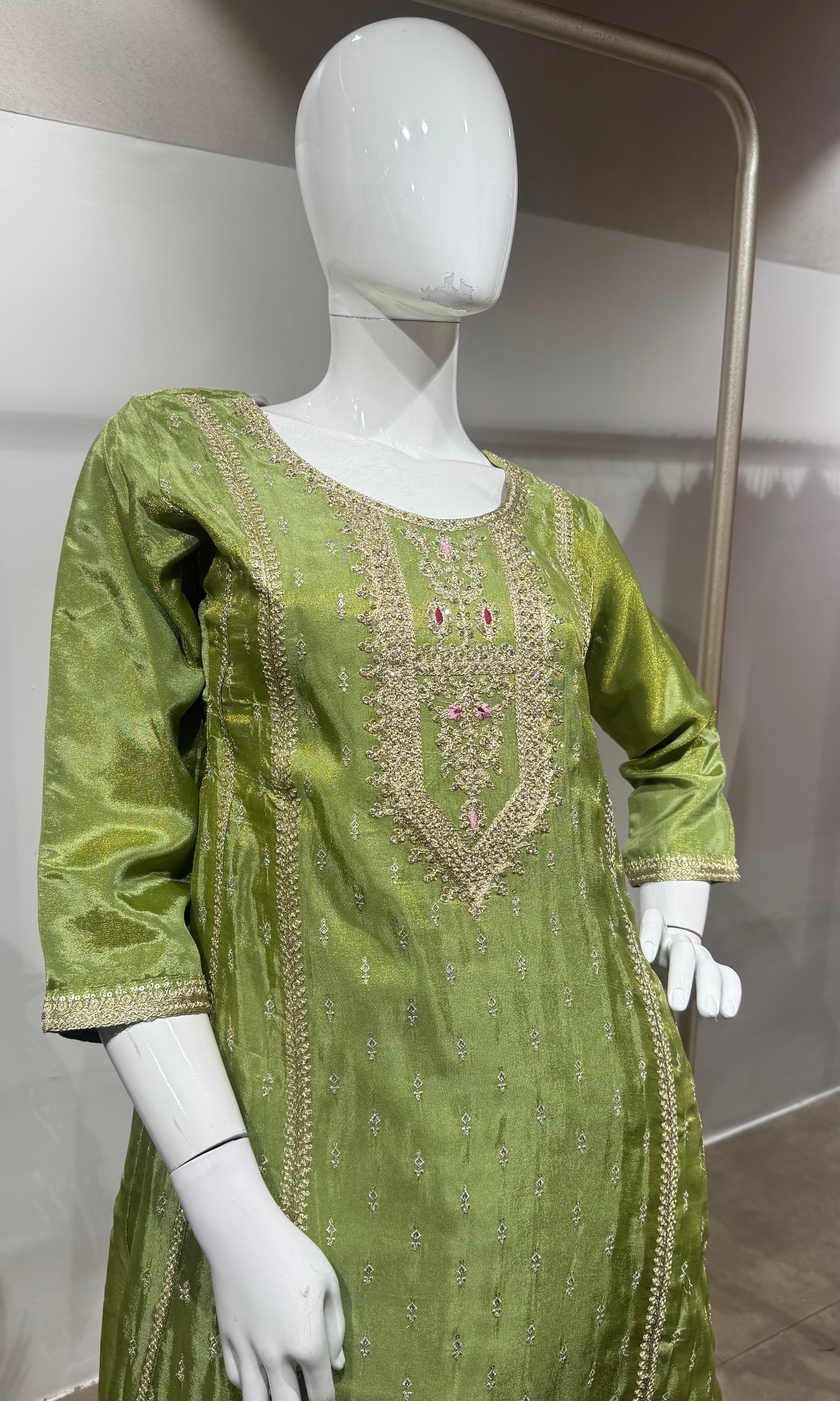 Green Regal Gold Zari Silk KURTA SET
