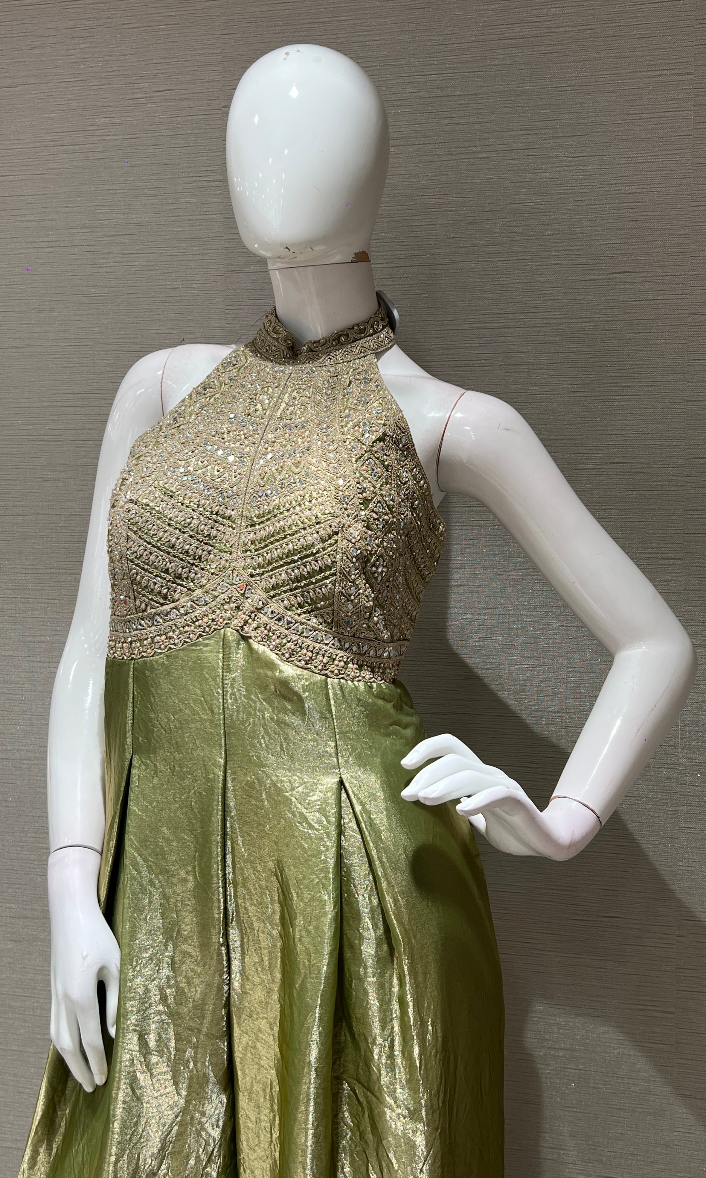 PISTA GREEN EMBROIDERED JUMPSUIT
