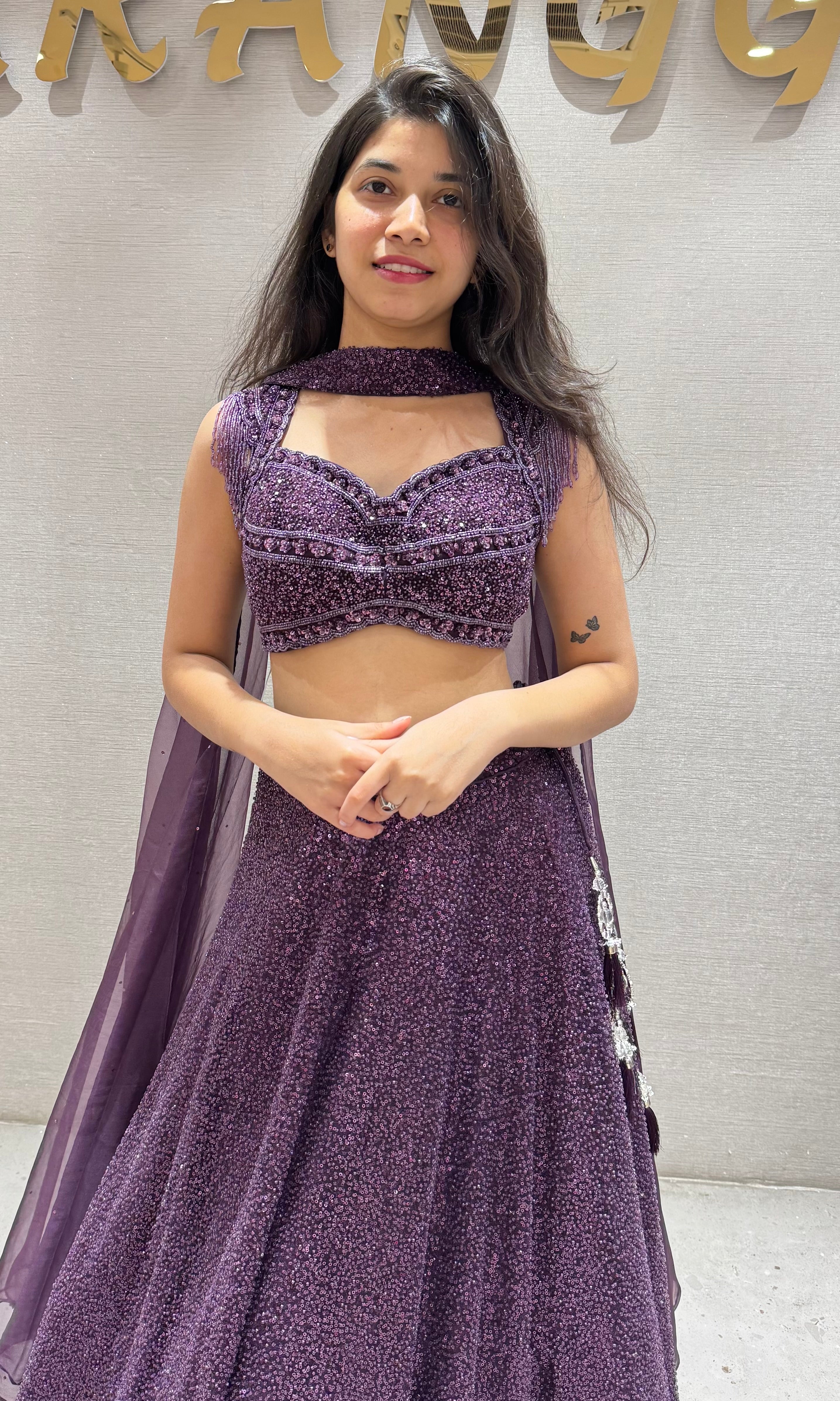 Wine Lehenga WITH ELEGANT CORSET BLOUSE