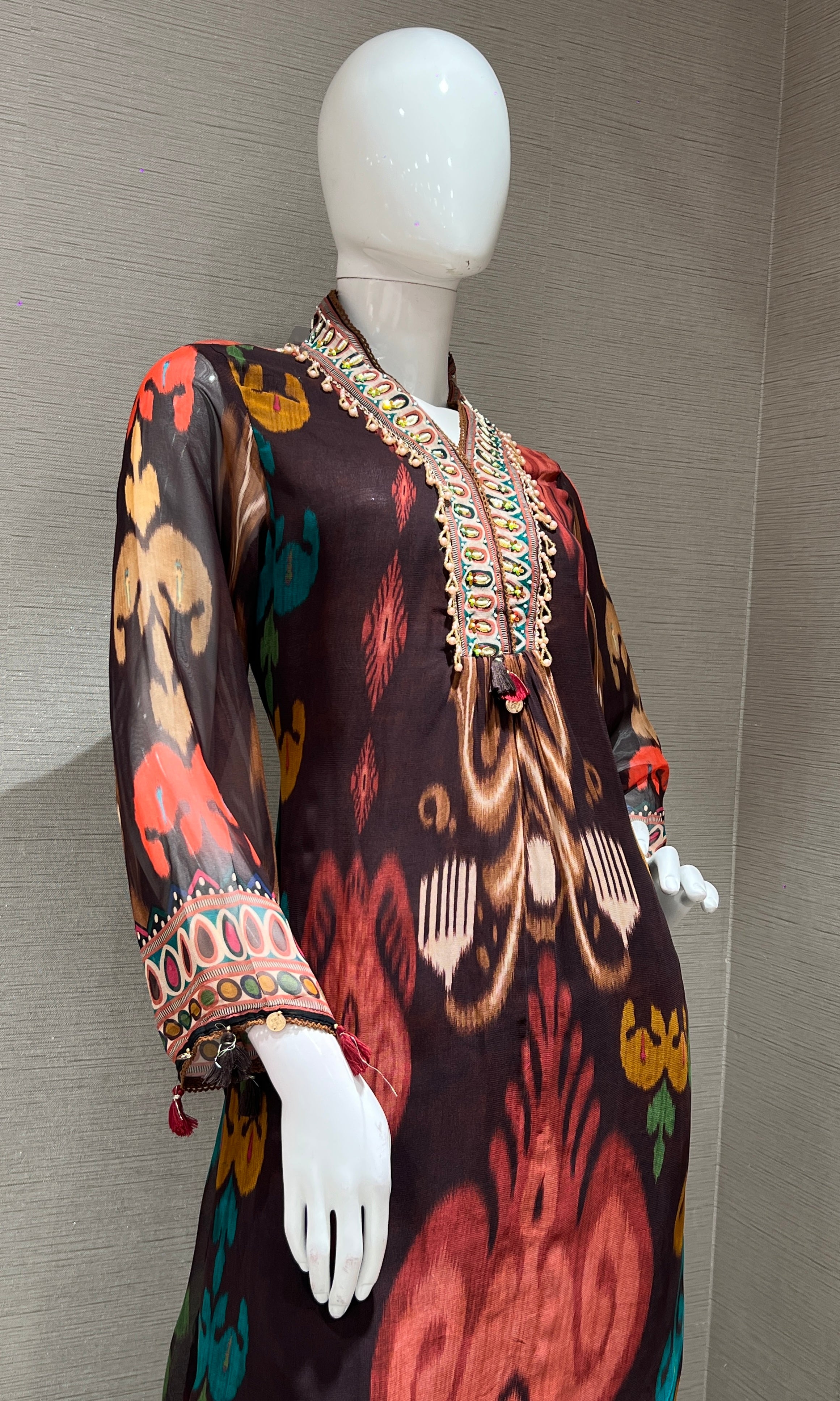 Brown kurta set WITH PALAZZO PANTS