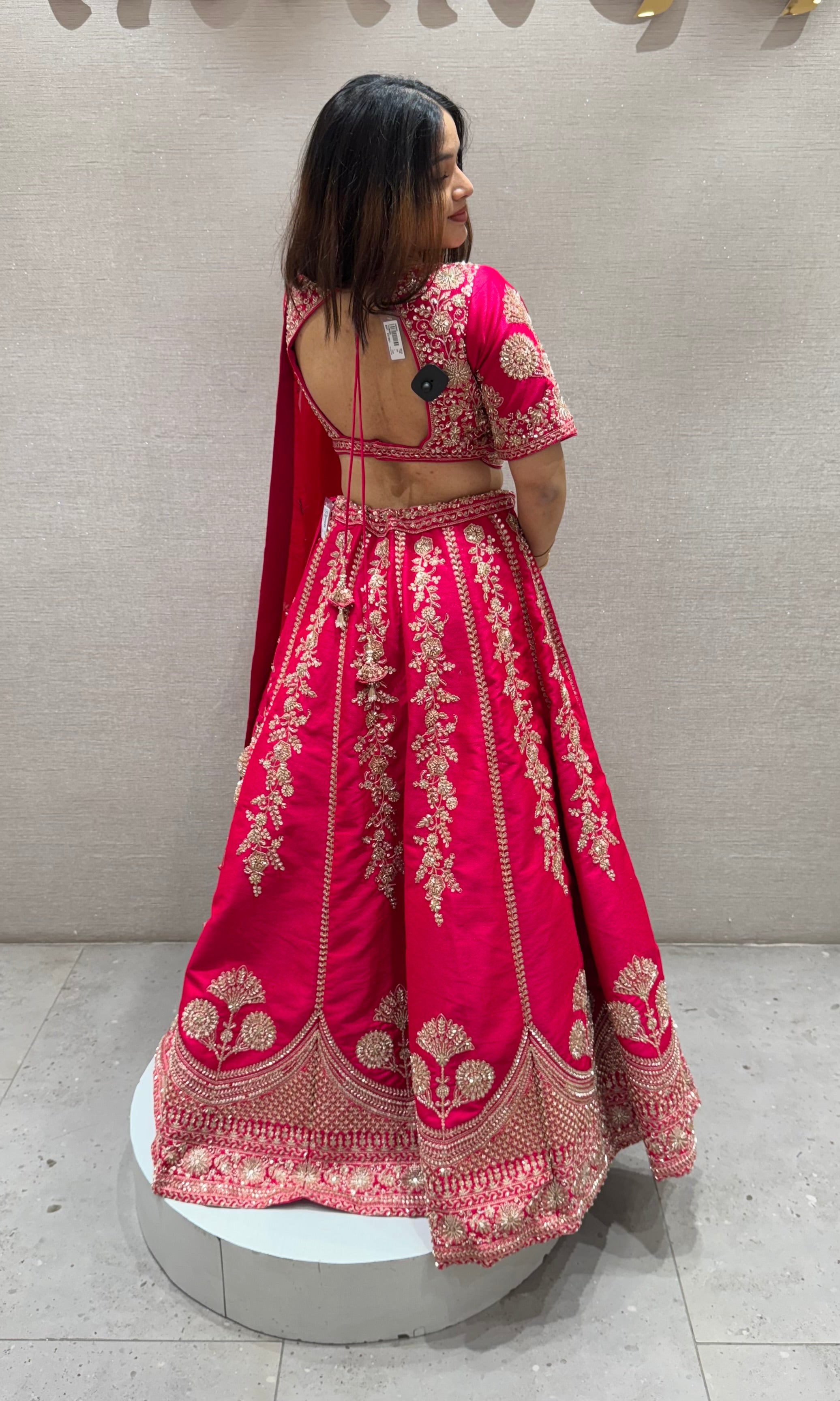 Rani pink FLORAL EMBROIDERED Lehenga